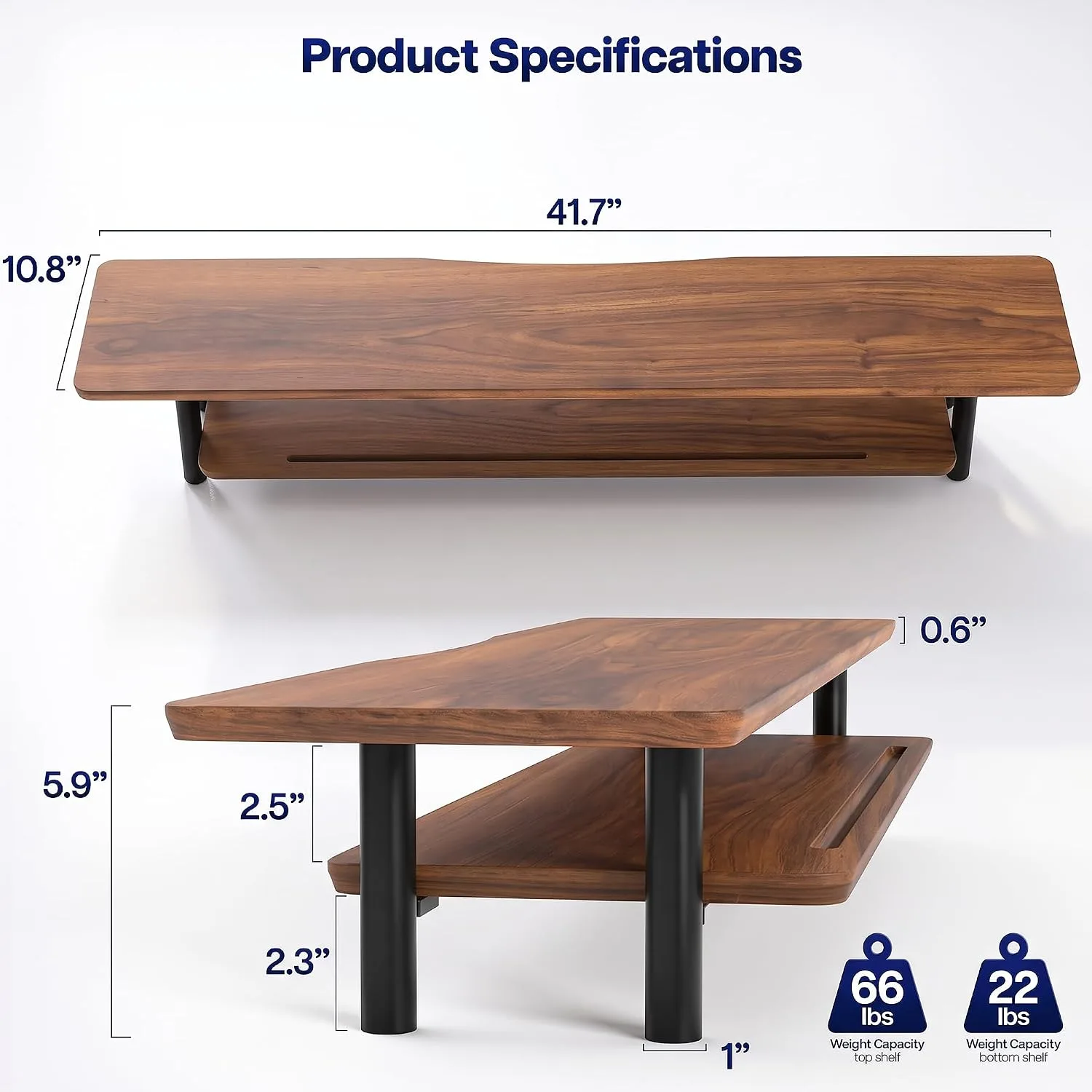 VIVO Walnut 2-Tier 42” x 11” Monitor Stand Riser, STAND-MR42-WN