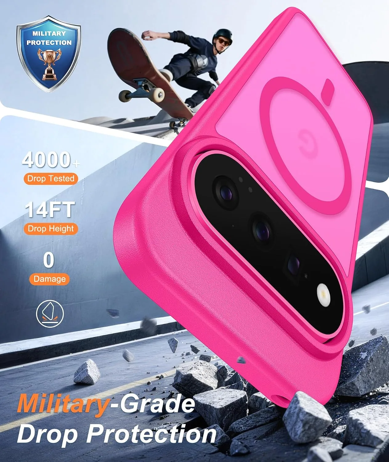 FNTCASE for Google Piexl 11 / 11 Pro Case Fit for MagSafe Hot Pink