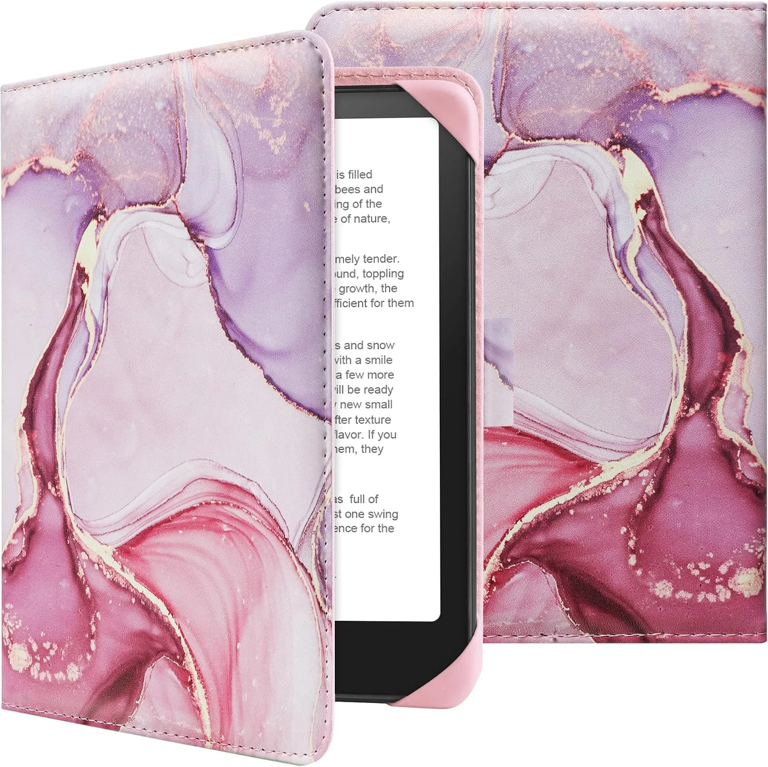 HoYiXi Universal Case for 6-inch Kindle eReader Compatible with Kobo/Voyaga/Pocketbook/Tolino E-Book Reader,6'' eReader Protective Cover with Built-in Card Slot,Dali Pink