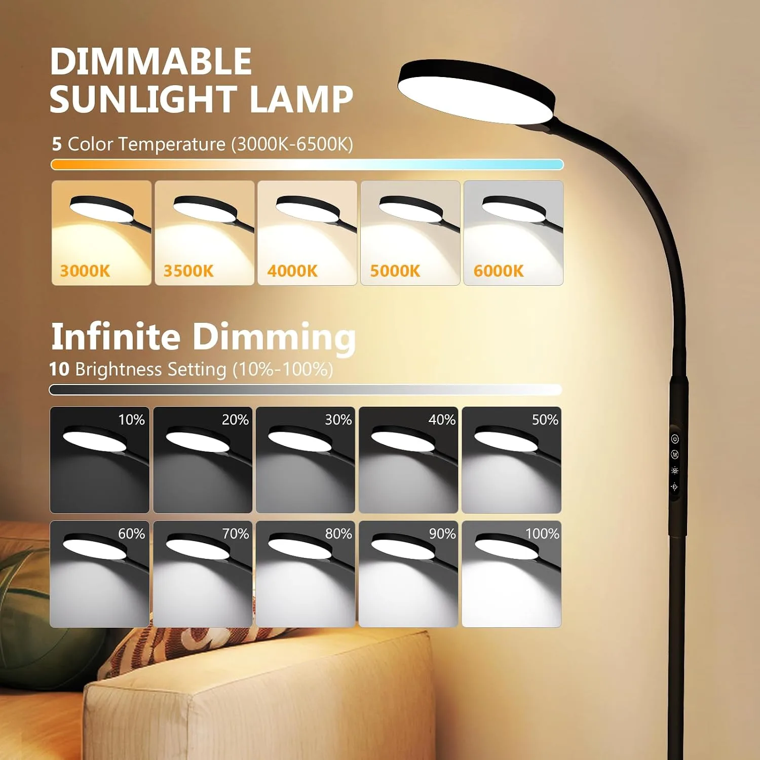 Light Therapy Lamp, 3 in 1 Therapy Floor Lighting, 11000 Lux