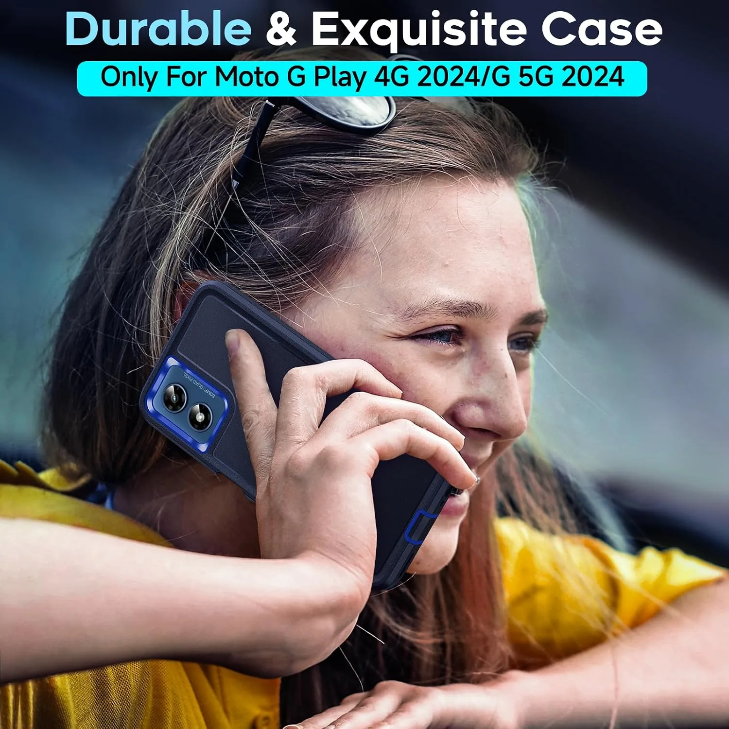 LeYi for Moto-G-5G-2024 Phone Case: 𝗡𝗼𝘁 𝗣𝗹𝗮𝘆, Rugged 3 in 1, Blue