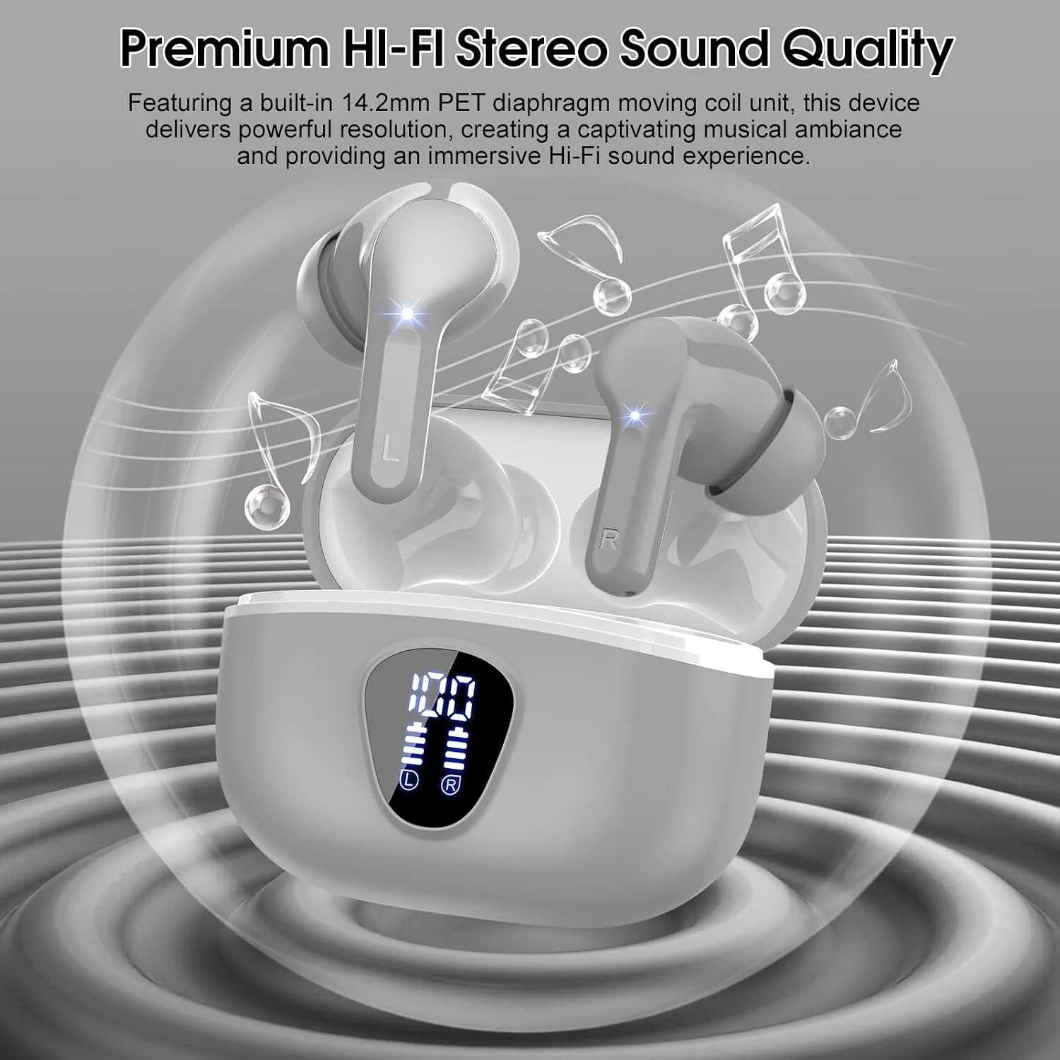 Wireless Earbuds, Bluetooth 5.4 Headphones HiFi Stereo, Bluetooth Earbuds