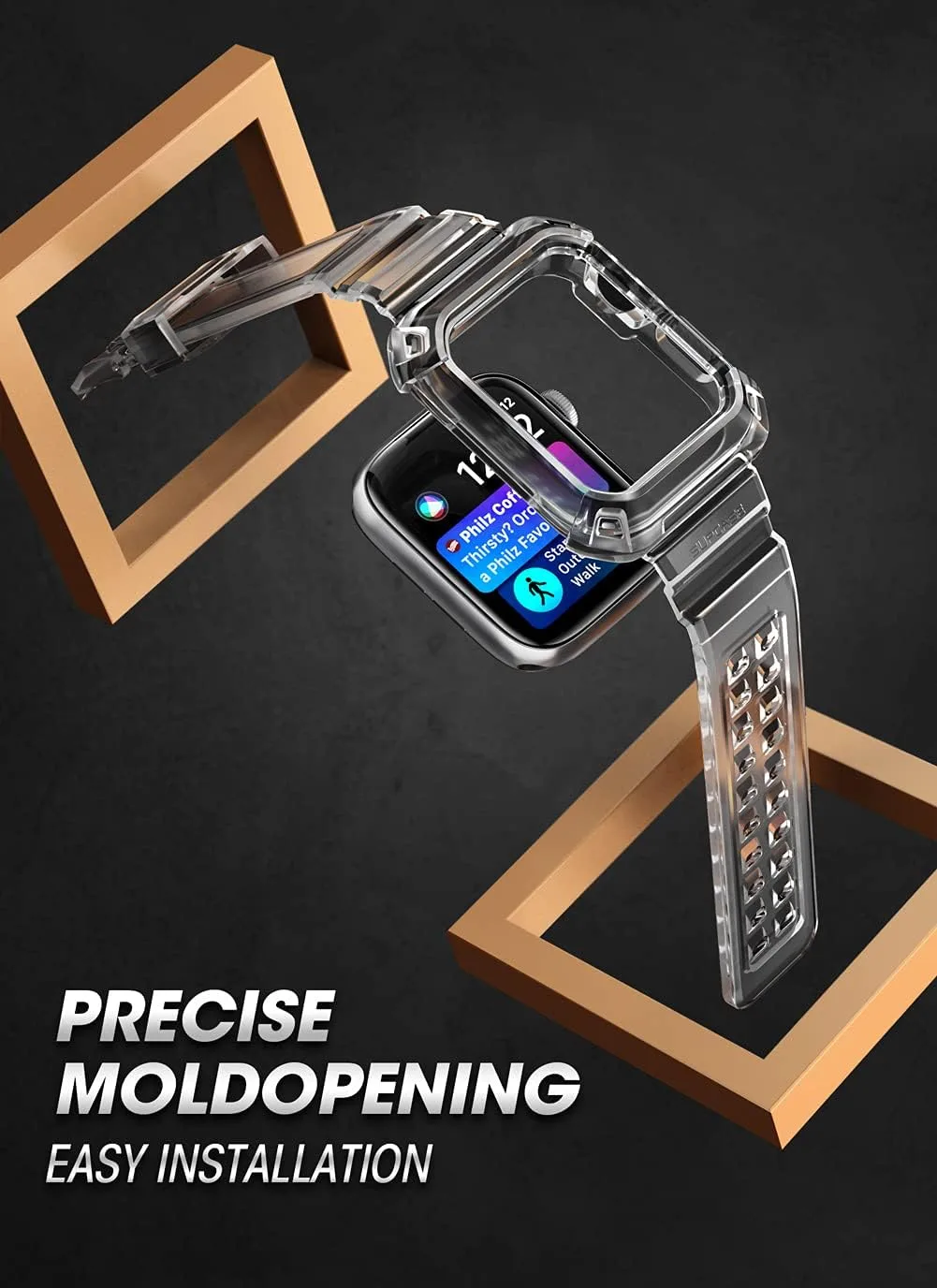 SUPCASE for Apple Watch 9/8/7/6/5/4/SE Case with Band 44mm/45mm FrostBlack