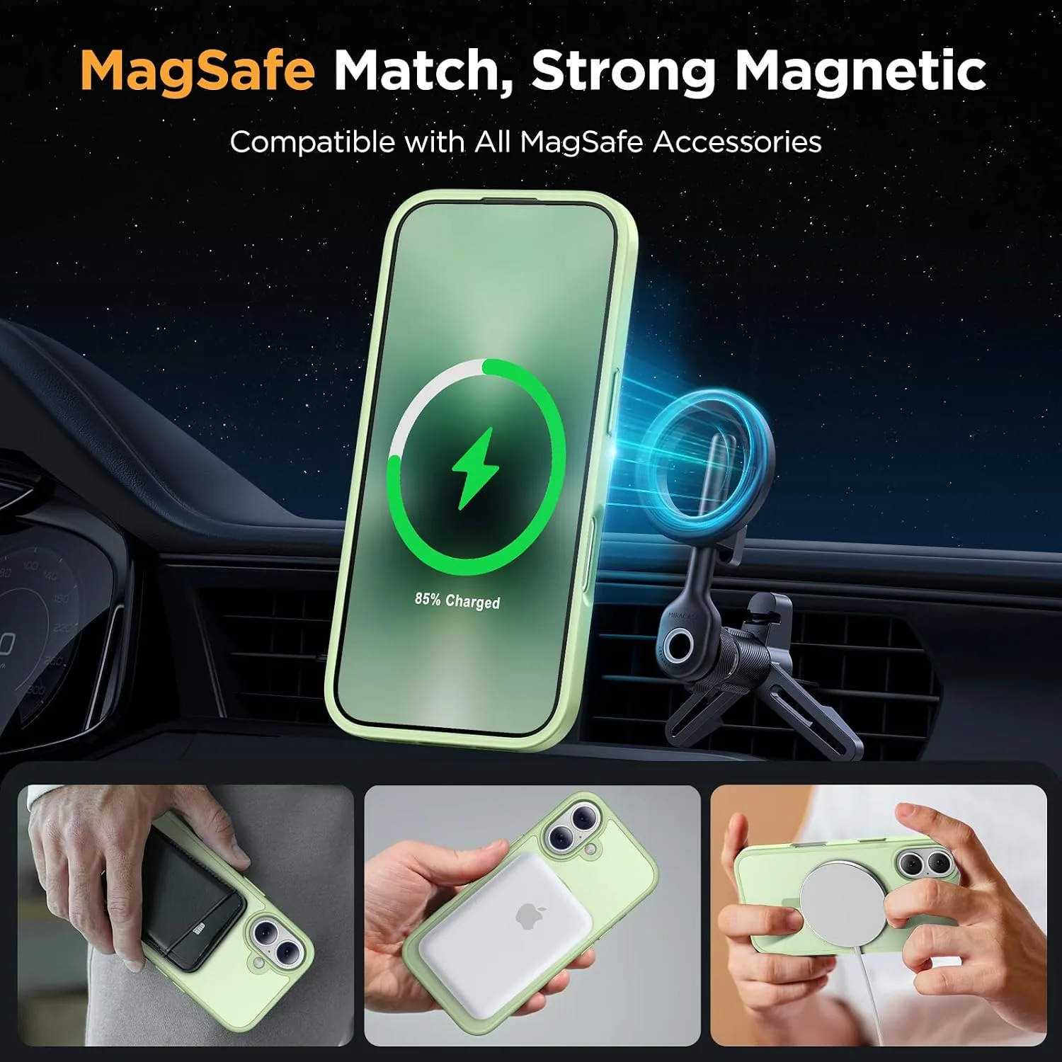 Miracase Magnetic Series for iPhone 16 Case [Compatible with MagSafe] Military-Grade Protection, Anti-Fingerprint, Slim Phone Case for iPhone 16 6.1 inch - Matcha Green