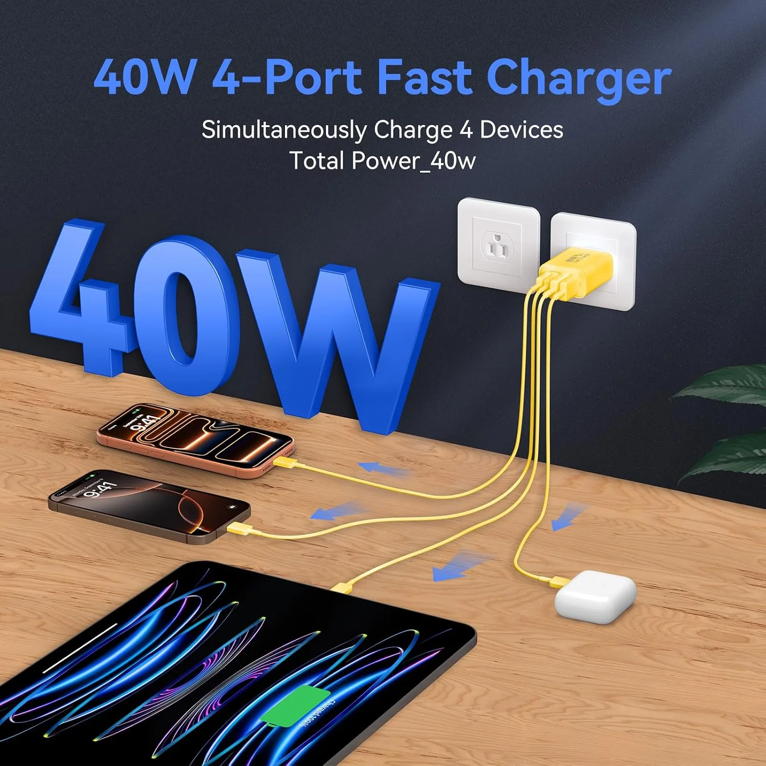 USB C Wall Charger Block, 40W USB Type C iPhone Charger Fast Charging Block