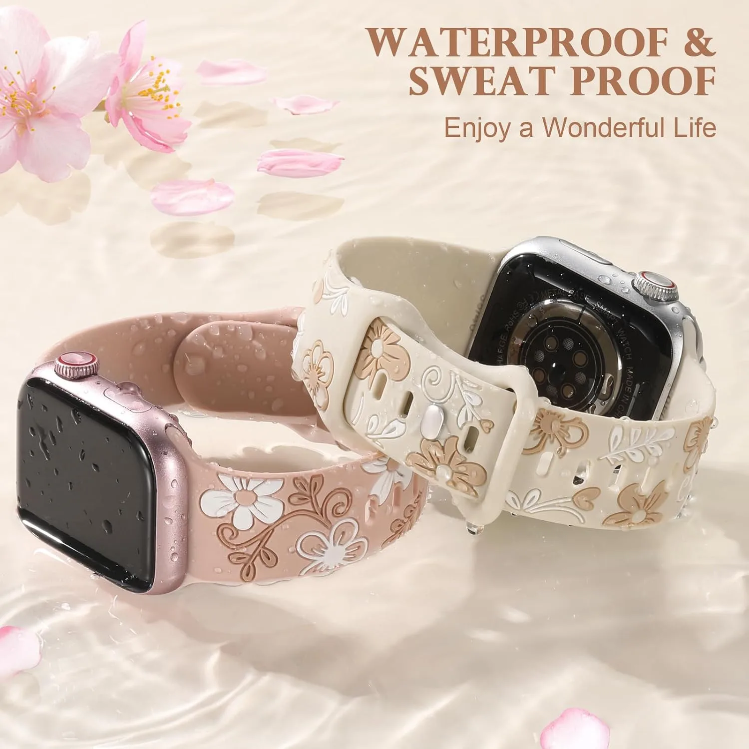Witzon Floral Silicone Band Compatible with Apple Watch Bands For Women