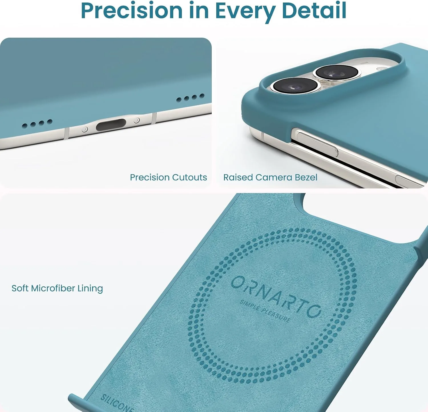 ORNARTO for iPhone Duo Case,Magnetic Slim Liquid Silicone,Cactus