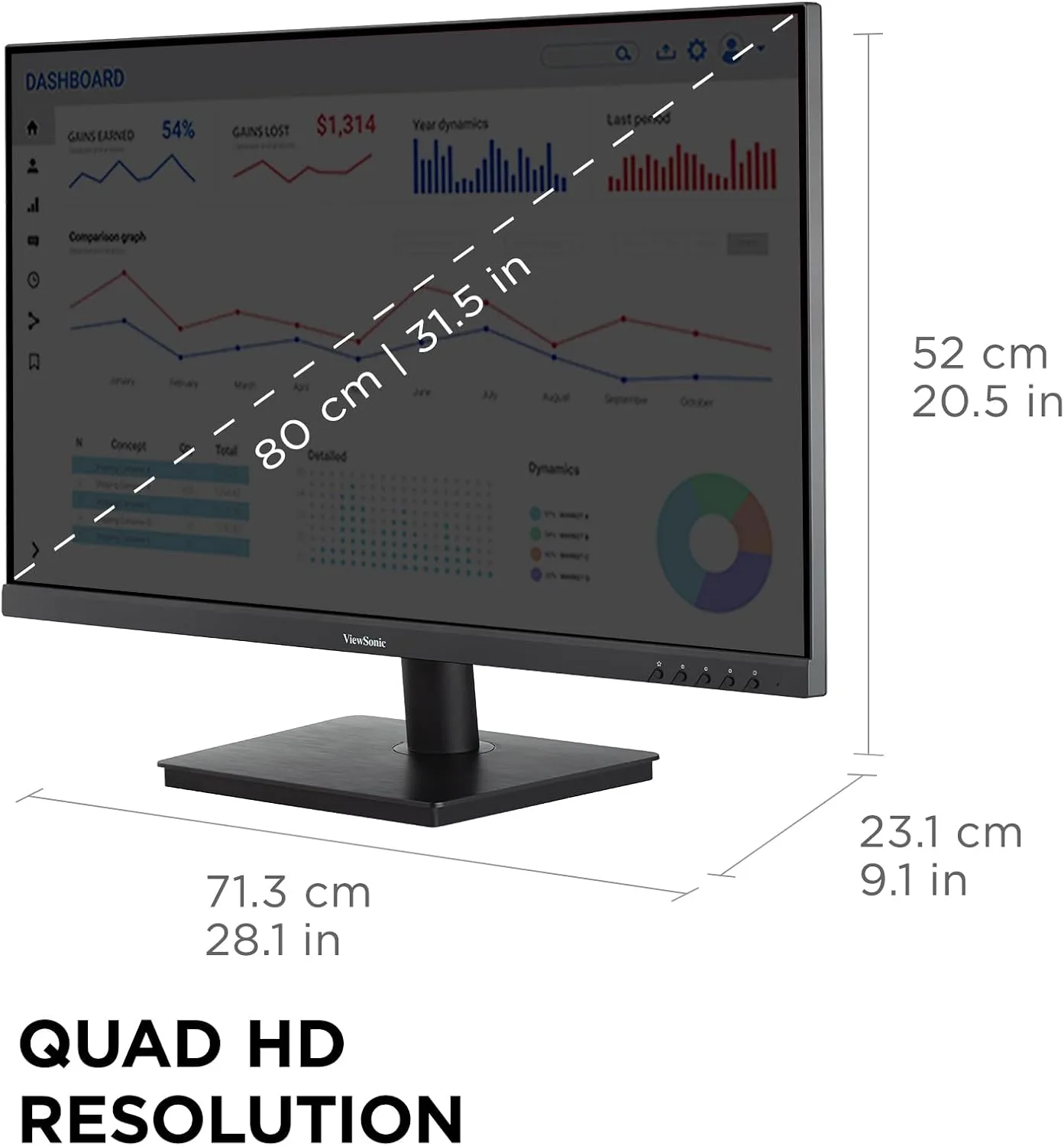 ViewSonic VS3225-2K 32 Inch QHD 1440p IPS Computer Monitor, 75Hz LCD