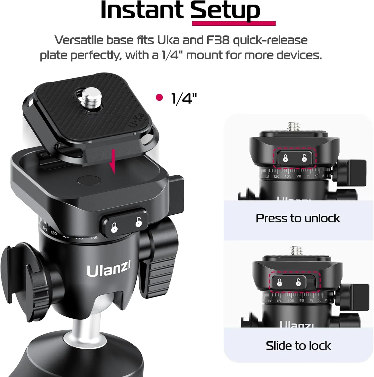 ULANZI TT38 One-Click Opening Vlogging Tripod w Uka F38 Quick-Release