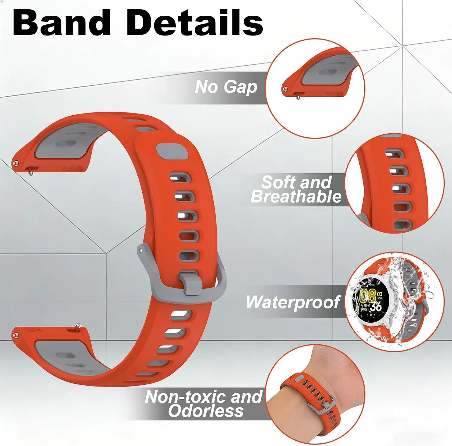 Silicone Bands Compatible with COROS PACE 3/4/Pro, COROS APEX PRO/2 Pro/APEX 46 MM/APEX 4 42 MM, Replacement Breathable Smartwatch Straps for Women and Men