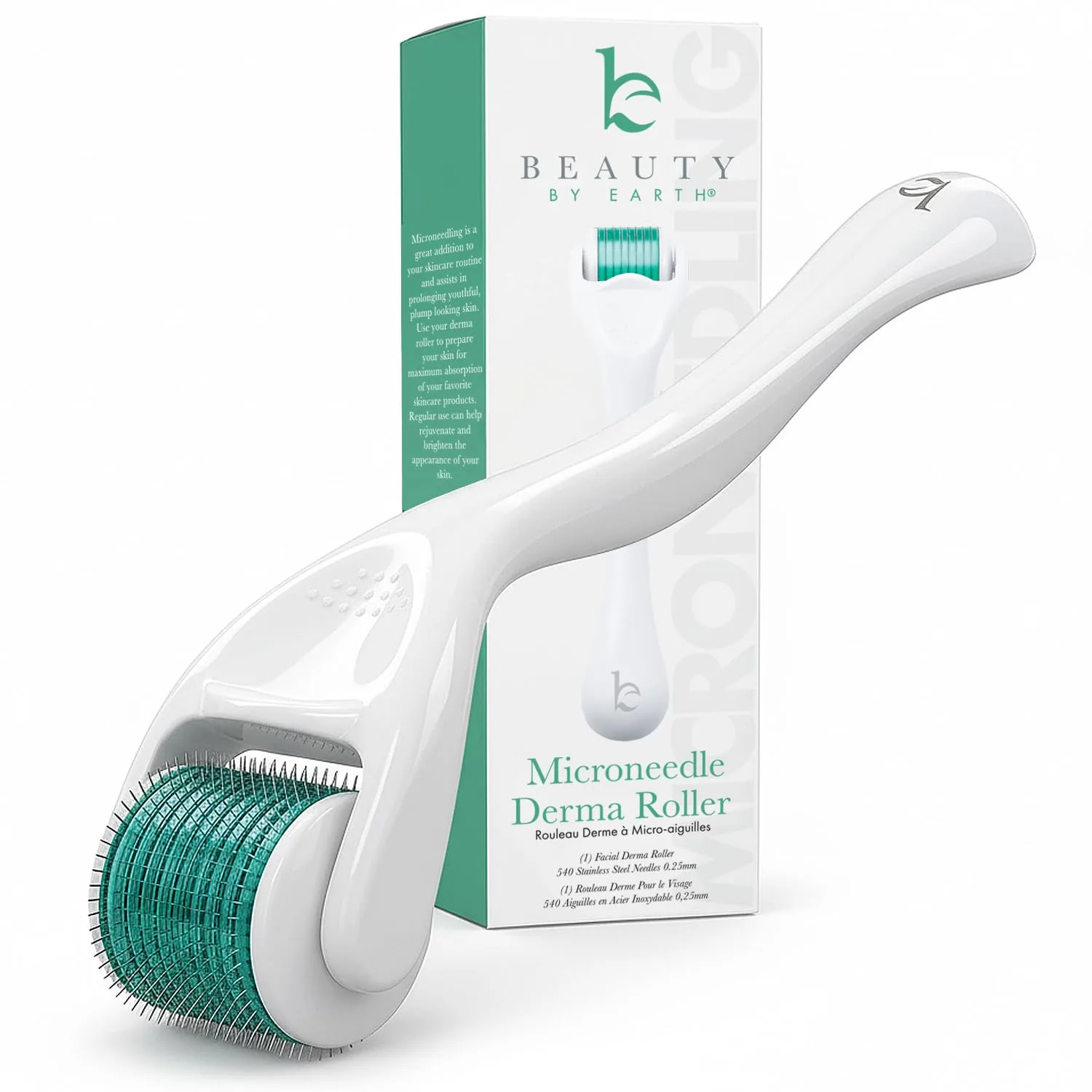 Rodillo Derma Roller Beauty by Earth 540 microagujas 0.25 mm para rostro, barba y cuero cabelludo