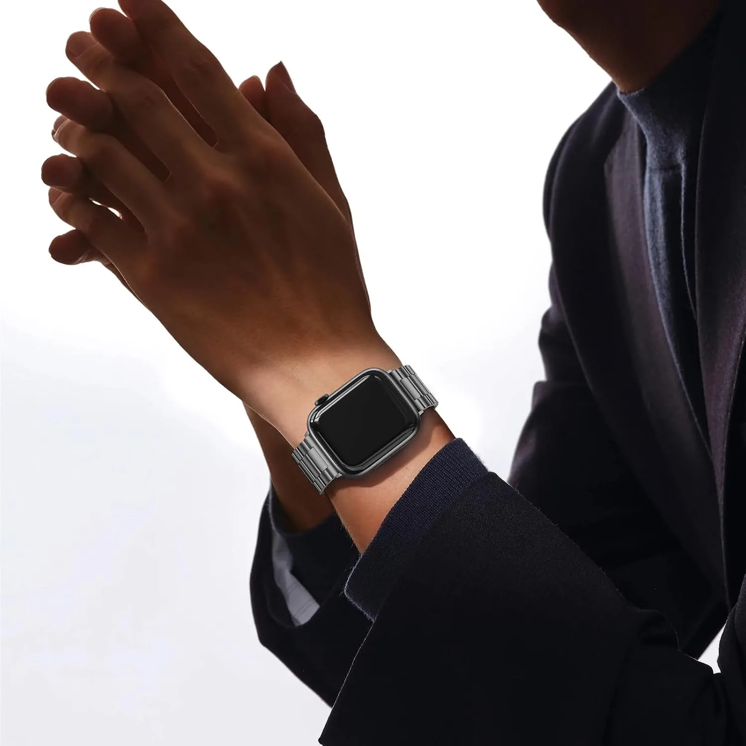 EPULY Compatible with Apple Watch Band 42mm 44mm 45mm 38mm 40mm 41mm Business Stainless Steel Metal Wristband for iWatch SE Series 8 7 6 5 4 3 2 1 for Men Women (Space Grey, 42mm/44mm/45mm)