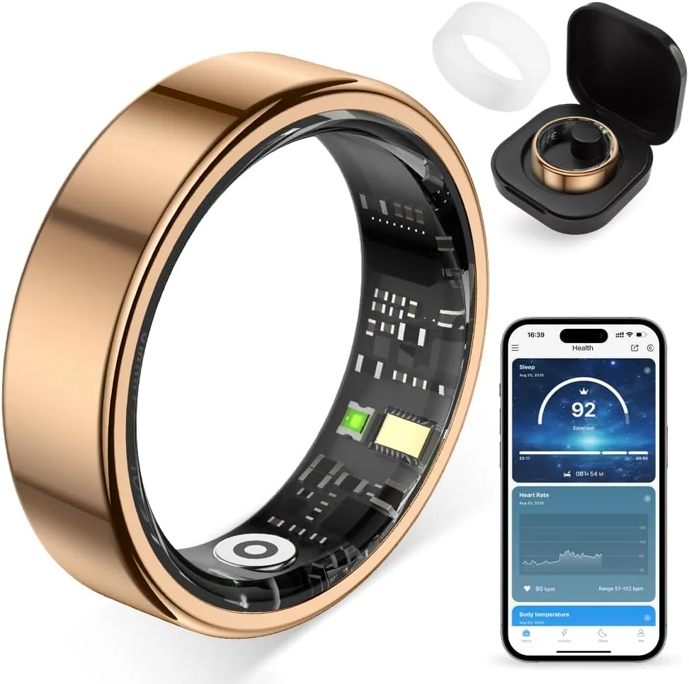 Smart Ring Colmi R02 para Mujer AI Health Tracker 5ATM Oro Rosa Talla 9