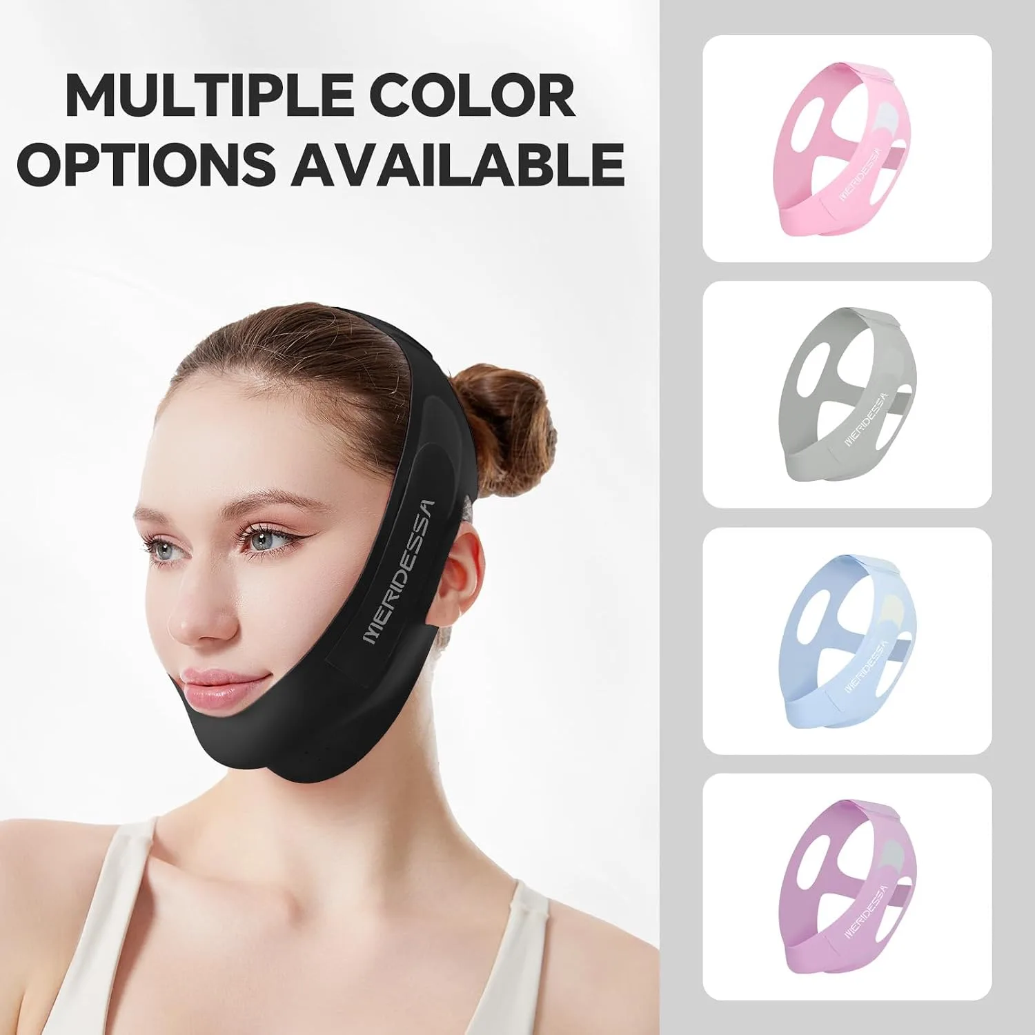 V-Lift Pro V-Line Lifting Face Mask - Anti-Wrinkle & Face Contouring Wearable Band, Double Chin Reducer for Sculpted Jawline, Seamless Design with Breathable Fabric (Black)