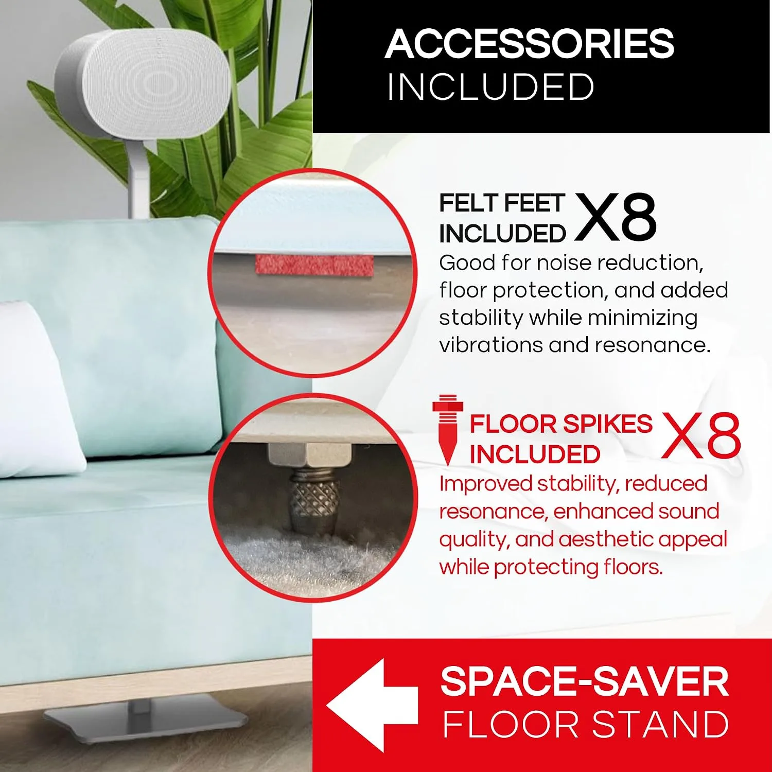 Sound Bass ERA300 Floor Stand, Twin (2pcs), White, Premium Metal Design