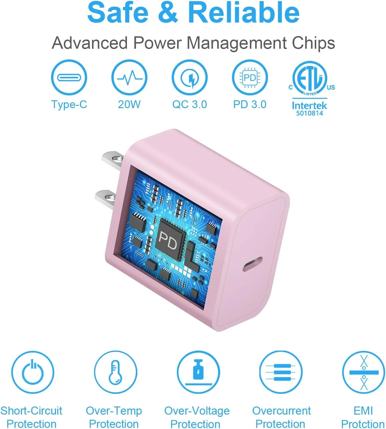 iPhone Duo Charger,iPhone 18 17 16 15 Charger Fast Charging 3+3Pack -Pink