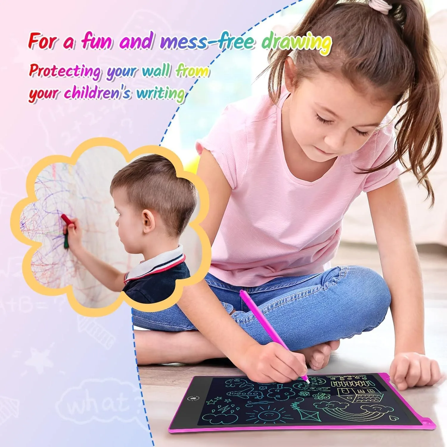 TECJOE 10 Inch 2 Pack LCD Writing Tablet for Kids, Mess Free Drawing Tablet