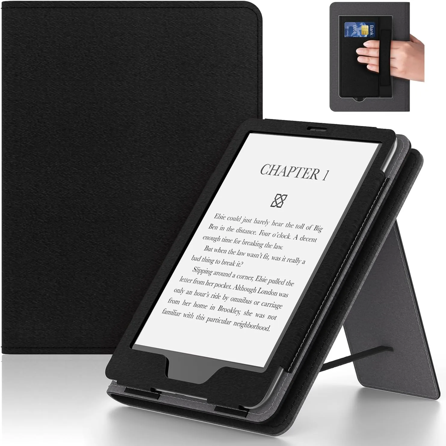 Case for 6in Tablet with Stand and Hand Strap, Incompatible with Old Version, Durable Synthetic Leather Cover with Auto Sleep Wake, Pink