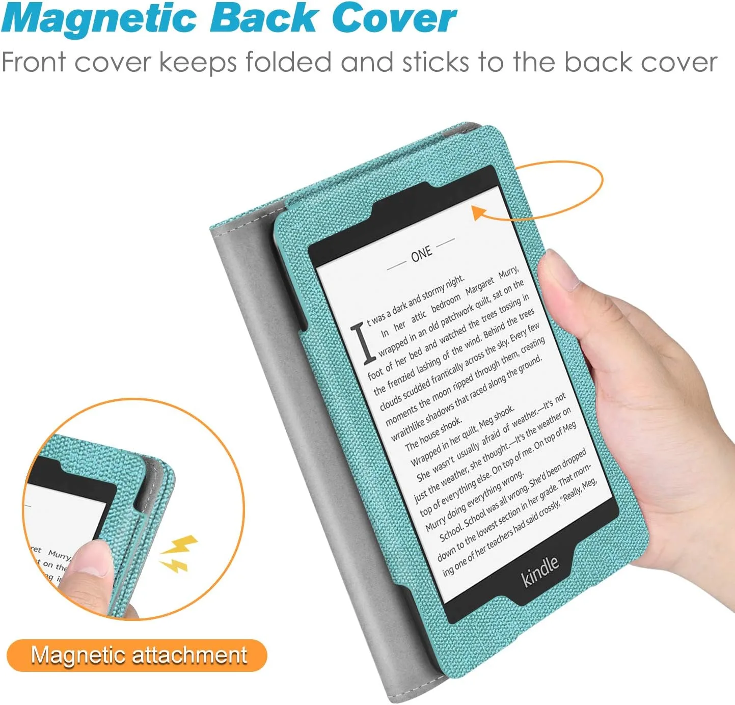 Fintie Stand Case for 6" Kindle Paperwhite 10th Gen 2018, Turquoise/Brown