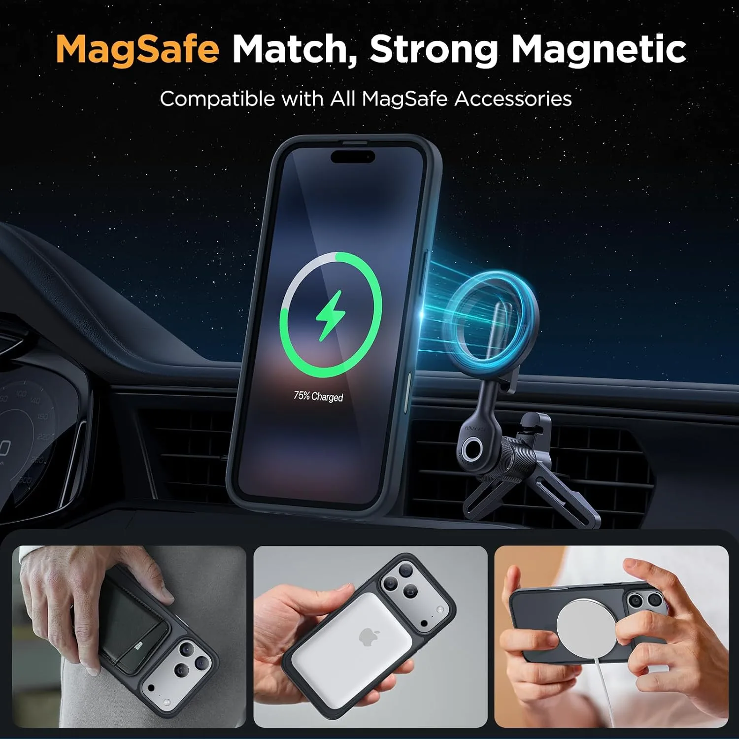 Miracase Magnetic for iPhone 17 Pro Case 6.3", Camera Control, [Compatible with MagSafe] [Screen Protector] Military-Grade Protection, Anti-Fingerprint, Slim Thin Phone Case, Black