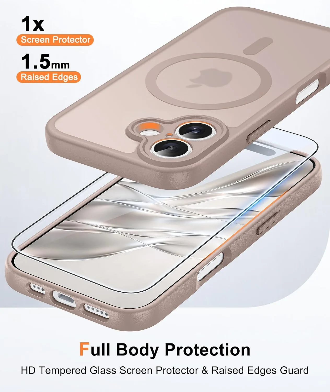 FNTCASE for iPhone 16 Plus Case Fit for MagSafe Desert Gold