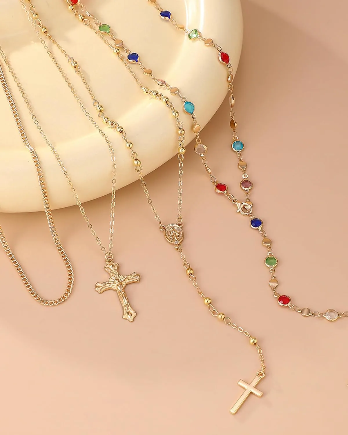 Colorful Y Shaped Necklace for Women Trendy Long Multi Color Crystal Lariat Necklace Sparkly Gemstone Chest Chain Summer Deep V-Neck Dress Outfits Jewelry Accessories