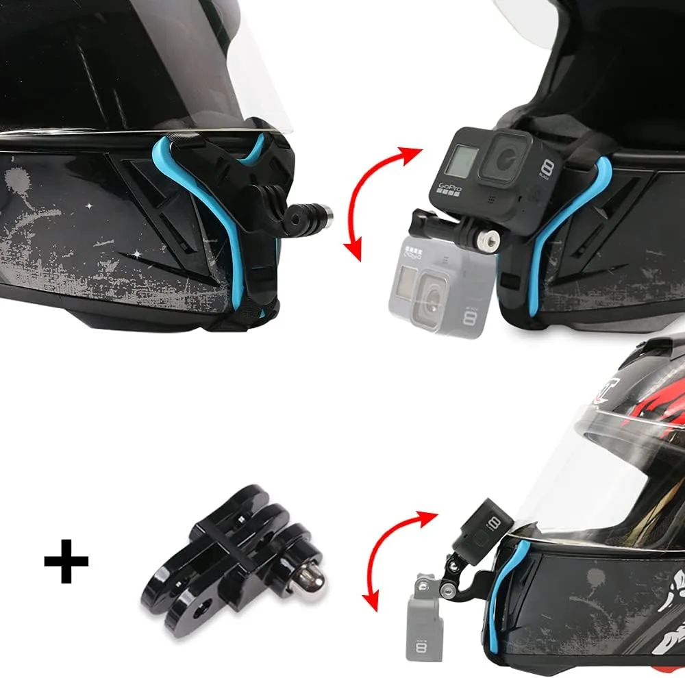 Motorcycle Helmet Chin Strap Mount for GoPro Hero 13/12/11/10/9/8/7/(2018)/6/5 Black,DJI Osmo Action 6/5 pro/4/3/2,Insta360 ONE R,AKASO/Campark/YI and More