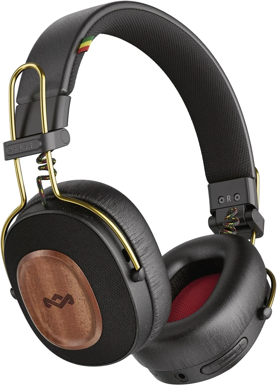 House of Marley Positive Vibration Riddim On-Ear Headphones, 50-Hour Playtime, Quick Charge, Crystal Clear Calls, Sustainable Bamboo (Rasta)
