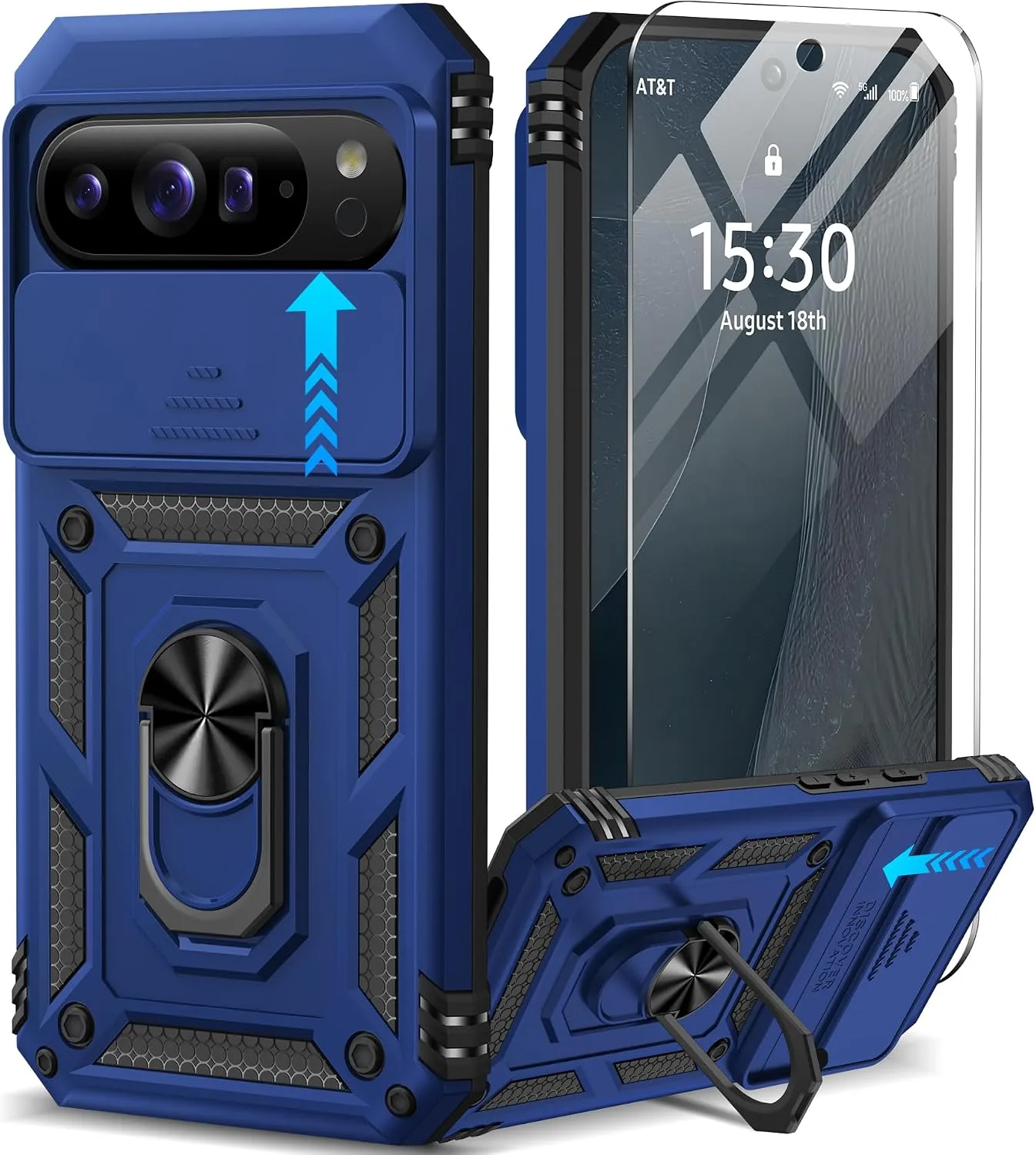 Funda para Google Pixel 11 Pro XL Taisairu con protector de pantalla Azul