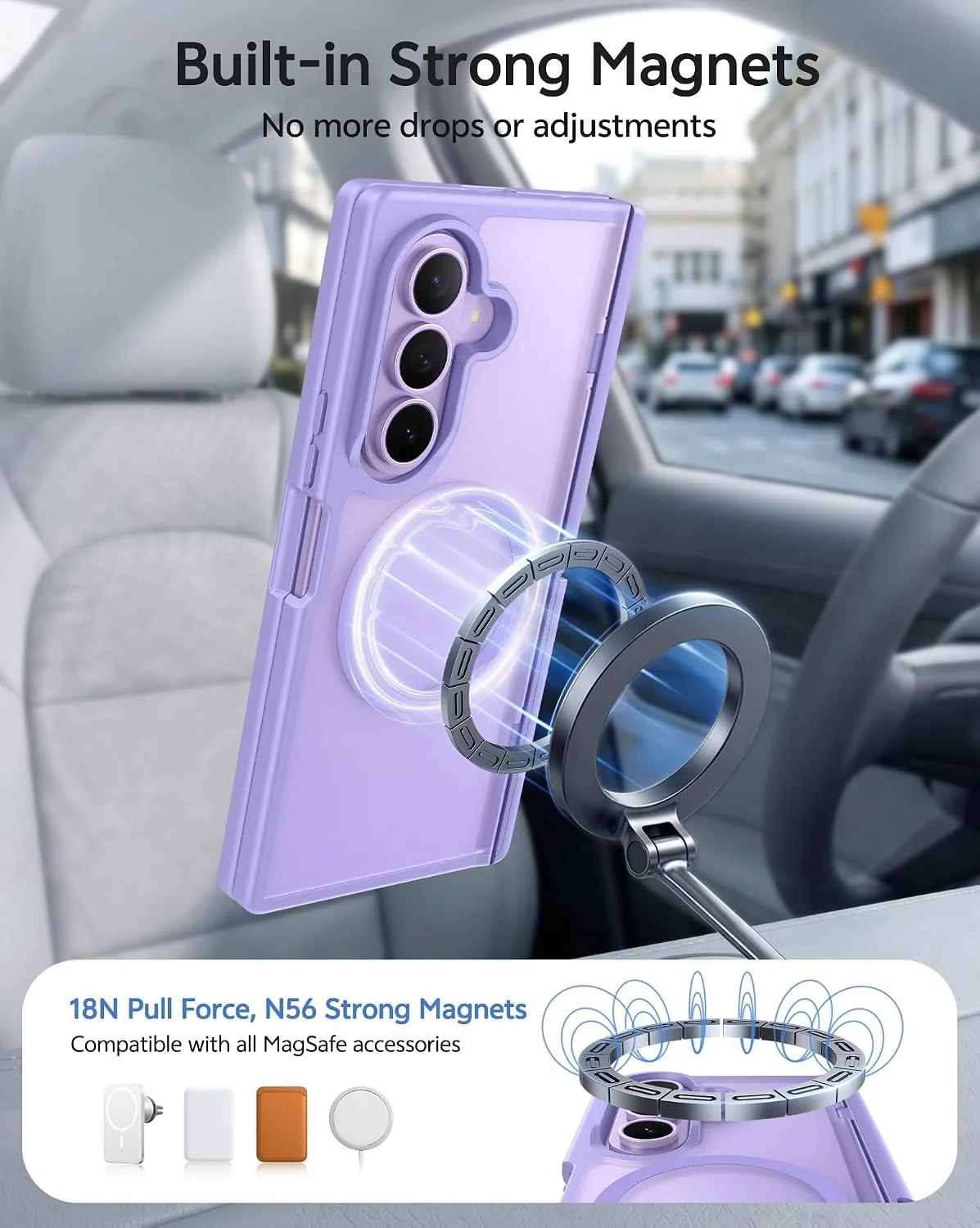 FNTCASE for Galaxy Z Fold 8 Ultra/Z Fold 7 Case Fit for MagSafe Light Purple
