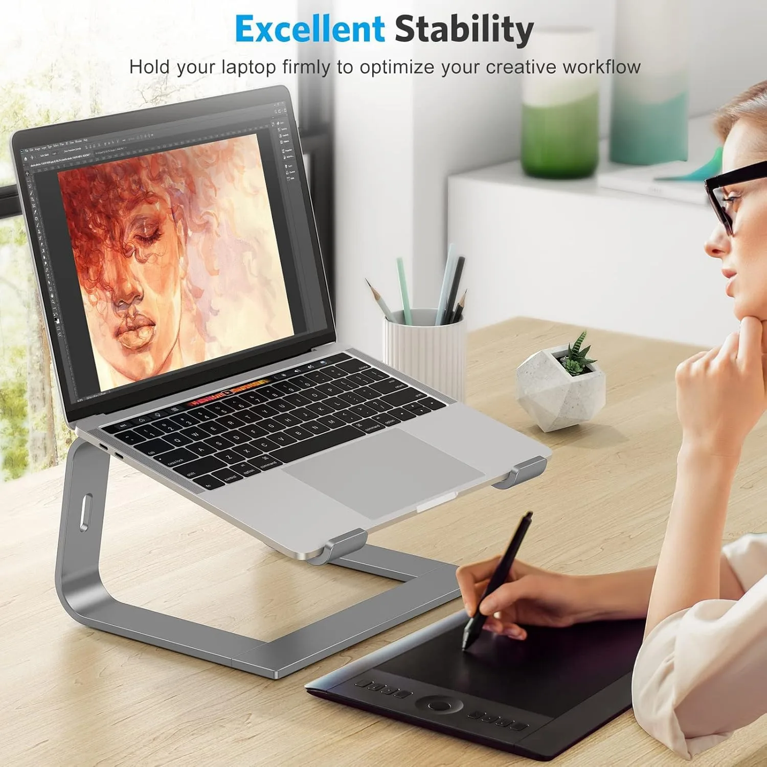 OMOTON Laptop Stand, Detachable Mount for MacBook Air/Pro Dell HP Grey