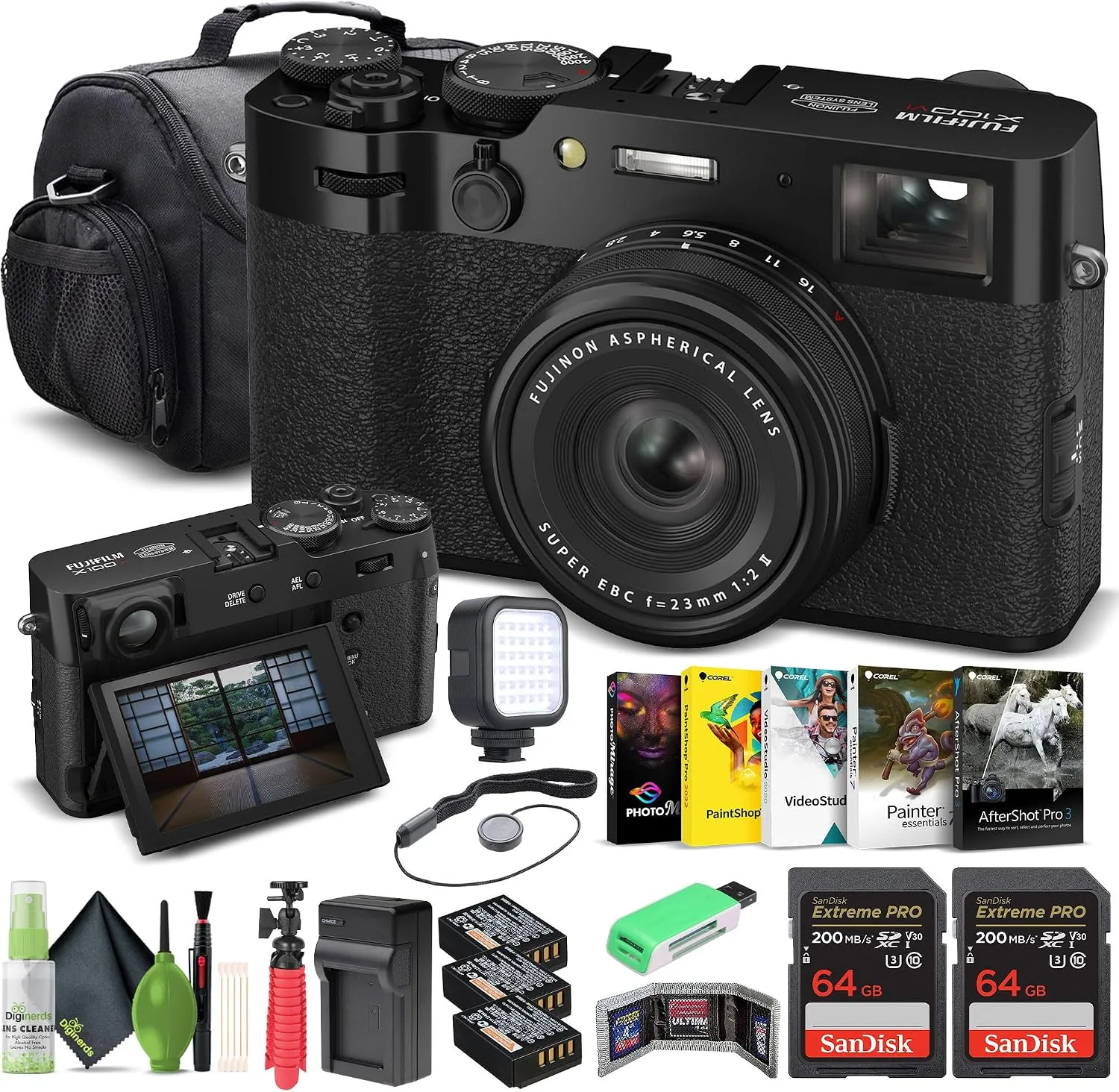 FUJIFILM X100VI Point & Shoot Camera (Black) & Case (16821913) Bundle