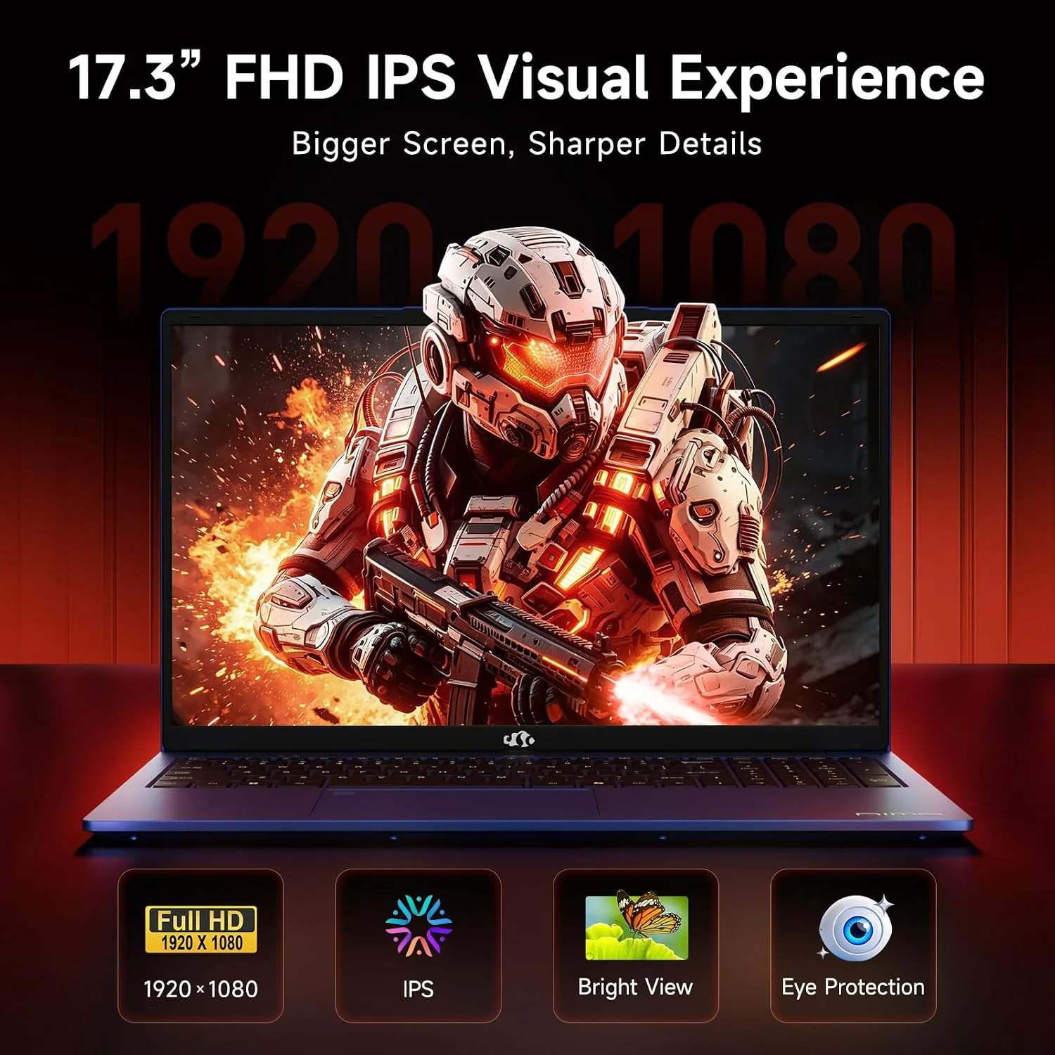 NIMO 17.3" AI Laptop, AMD Ryzen AI 9 HX 370, 64GB RAM, 2TB SSD