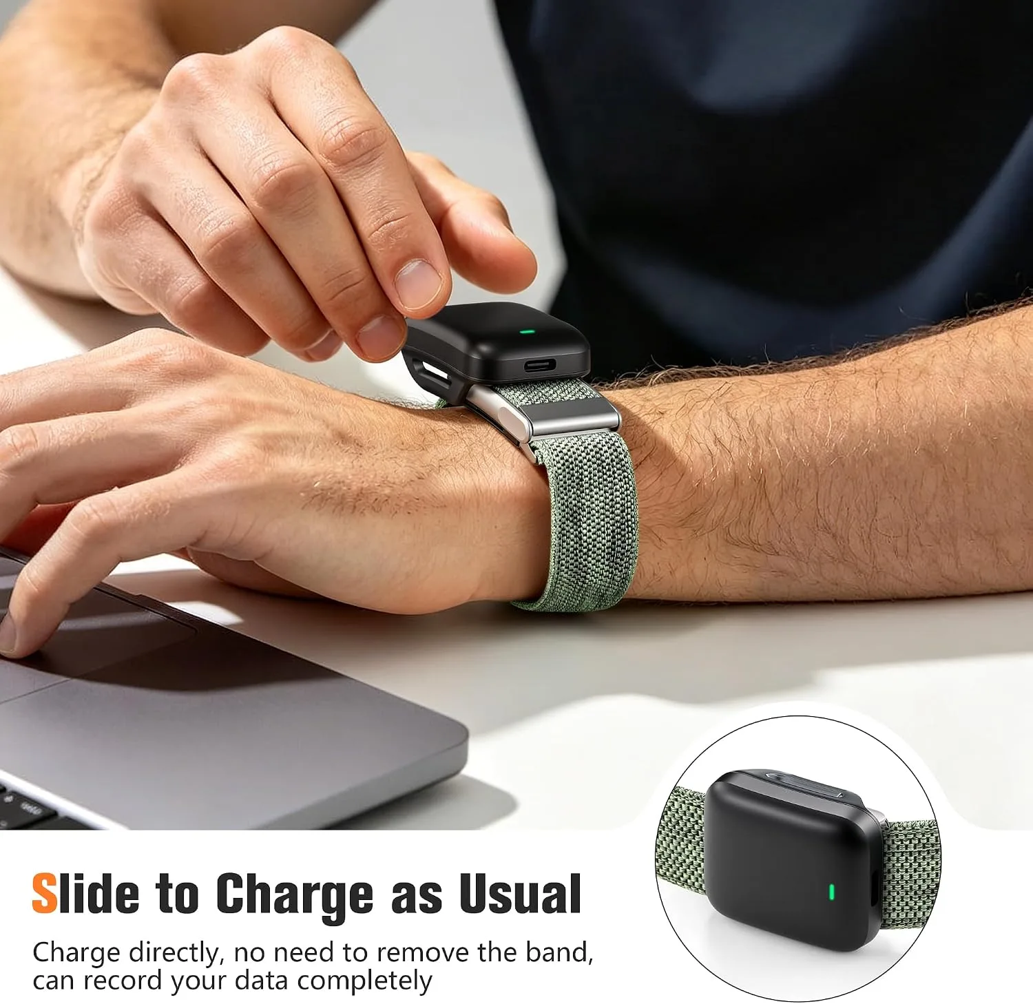 Getino Sport Band Compatible with Whoop 5.0 Bands One, Peak and Life/MG, Breathable Adjustable Elastic Replacement Soft Nylon Strap Accessories for Whoop Band 5.0 Fitness Tracker, Green