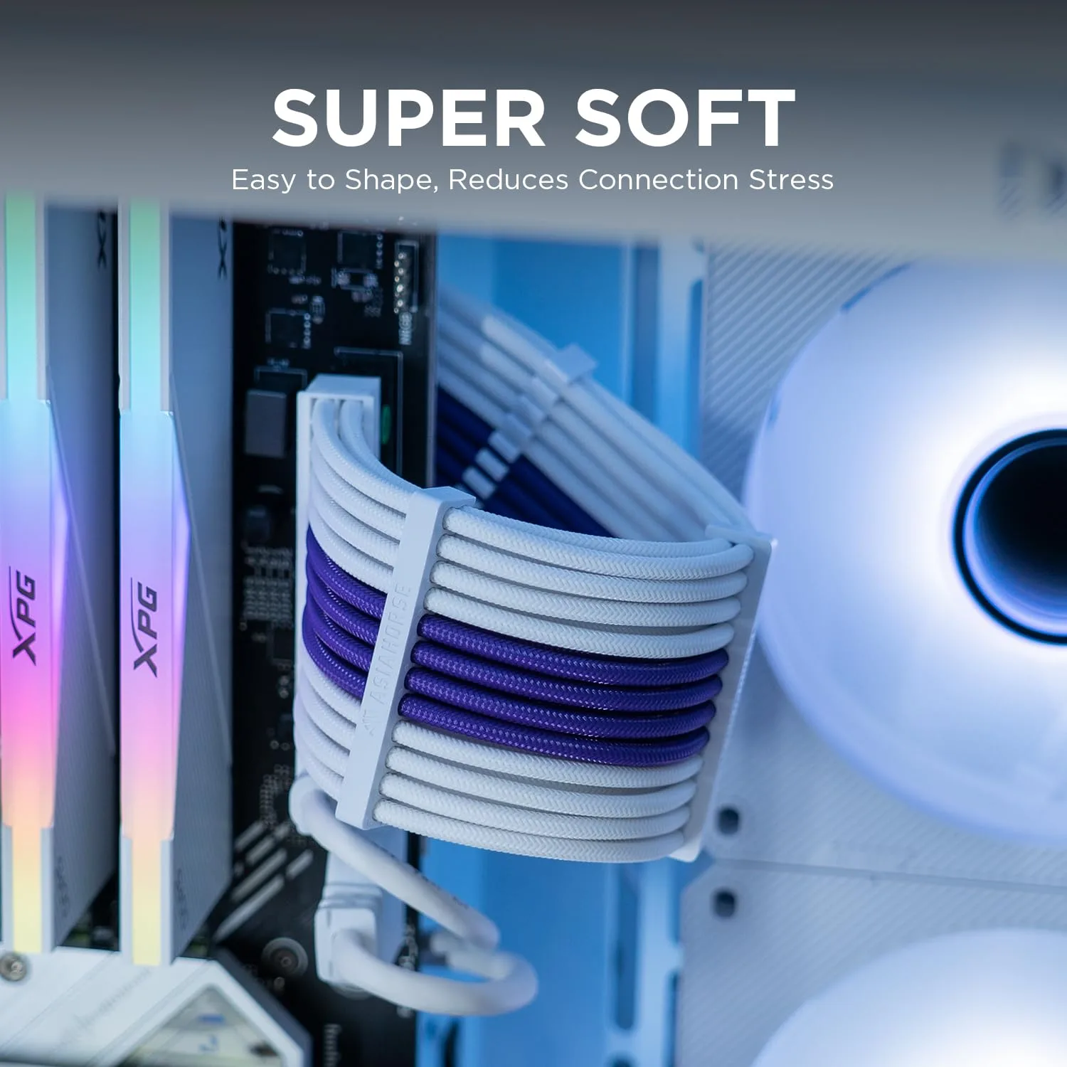 AsiaHorse Upgraded 16AWG PSU Cable Extension Sleeved Custom Mod GPU PC Power Supply Soft Braided Cables with Two Color Comb Kit 24P/8P to 6+2P/8P to 4+4P 30CM