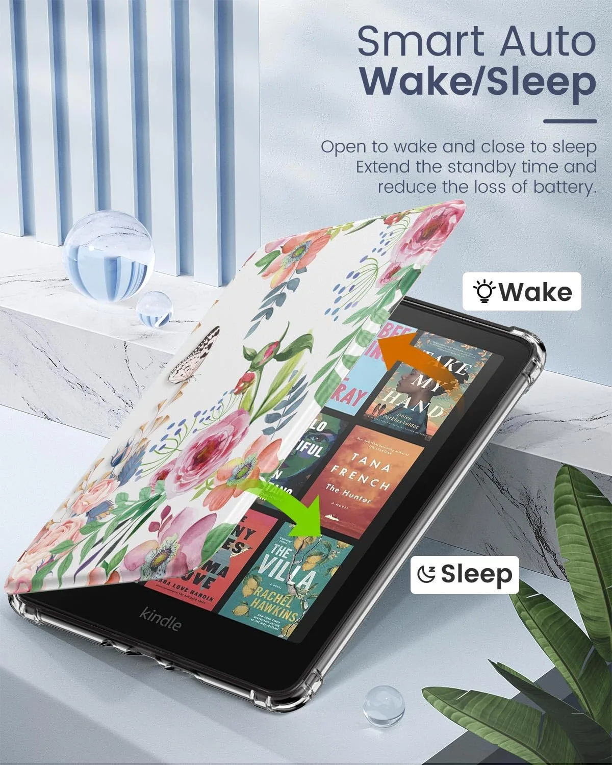 MoKo Case for Kindle Paperwhite 12th Gen & Colorsoft 2024,Fragrant Flowers