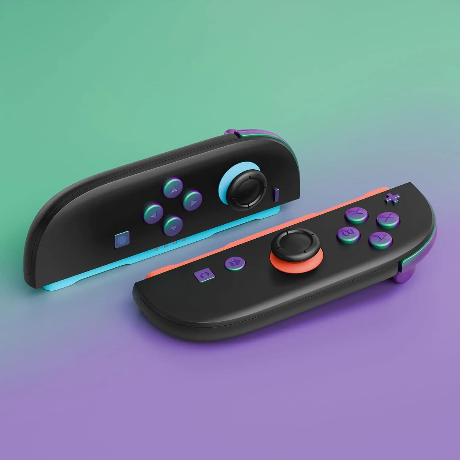 eXtremeRate DIY Replacement Full Set Buttons for Joycon 2, Custom ABXY Direction Keys Dpad + - C Home Capture Release L R ZR ZL Trigger Buttons for Nintendo Switch 2 Controller- Chameleon Green Purple