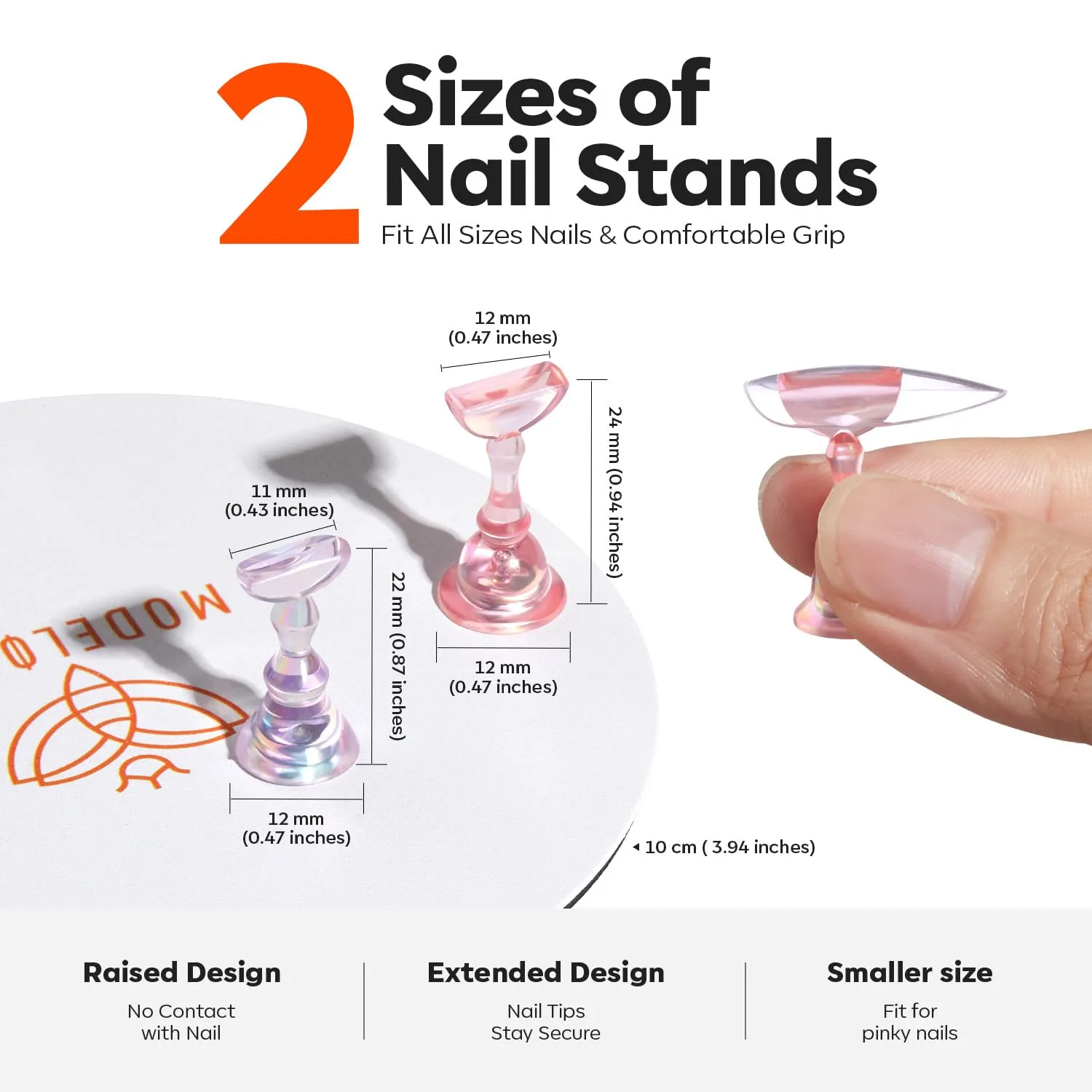 Modelones Nail Stand Aurora Pink Magnetic Heart Nail Holders for Nail Tips