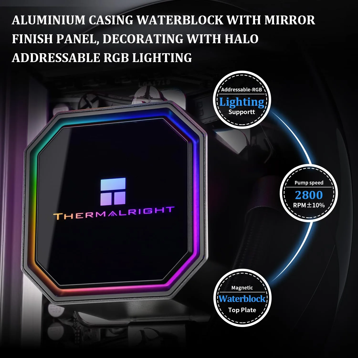 Thermalright Frozen Prism 360 Black ARGB CPU Liquid Cooler,Efficient PWM Controlled Pump 2800RPM,3×TL-E12 Series PWM Fan,Water Cooling Computer Parts,for AM4/AM5,Intel lga1150/1200/1700/1851