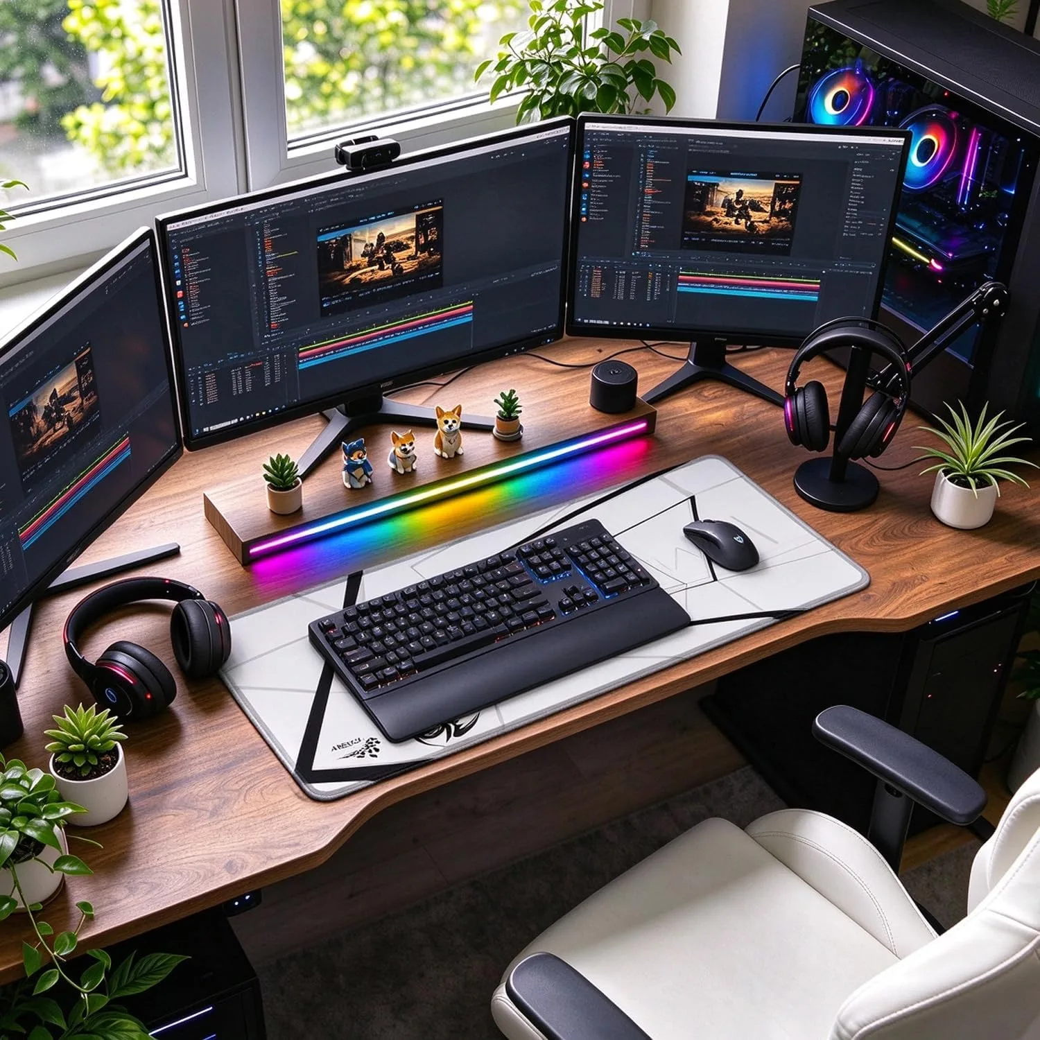 Mouse Pad Gaming, Waterproof Extra Large Mousepad with Stitched Edges, 31.5" x 15.7" Non-Slip Rubber Base Office Big Long Keyboard Pad for Office Gamer Home XXL, (White Square)