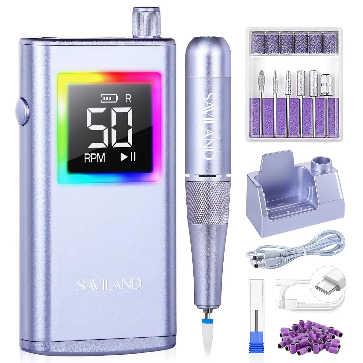 SAVILAND 50000RPM Electric Nail Drill Fast Removal for Acrylic Nail Techs