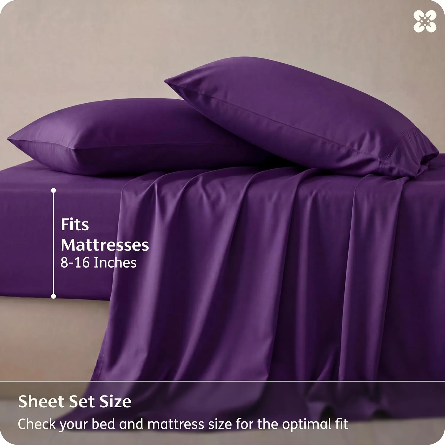 Bedsure PureWoven 100% Rayon Derived from Bamboo, Full Size Sheets, 4 PCS
