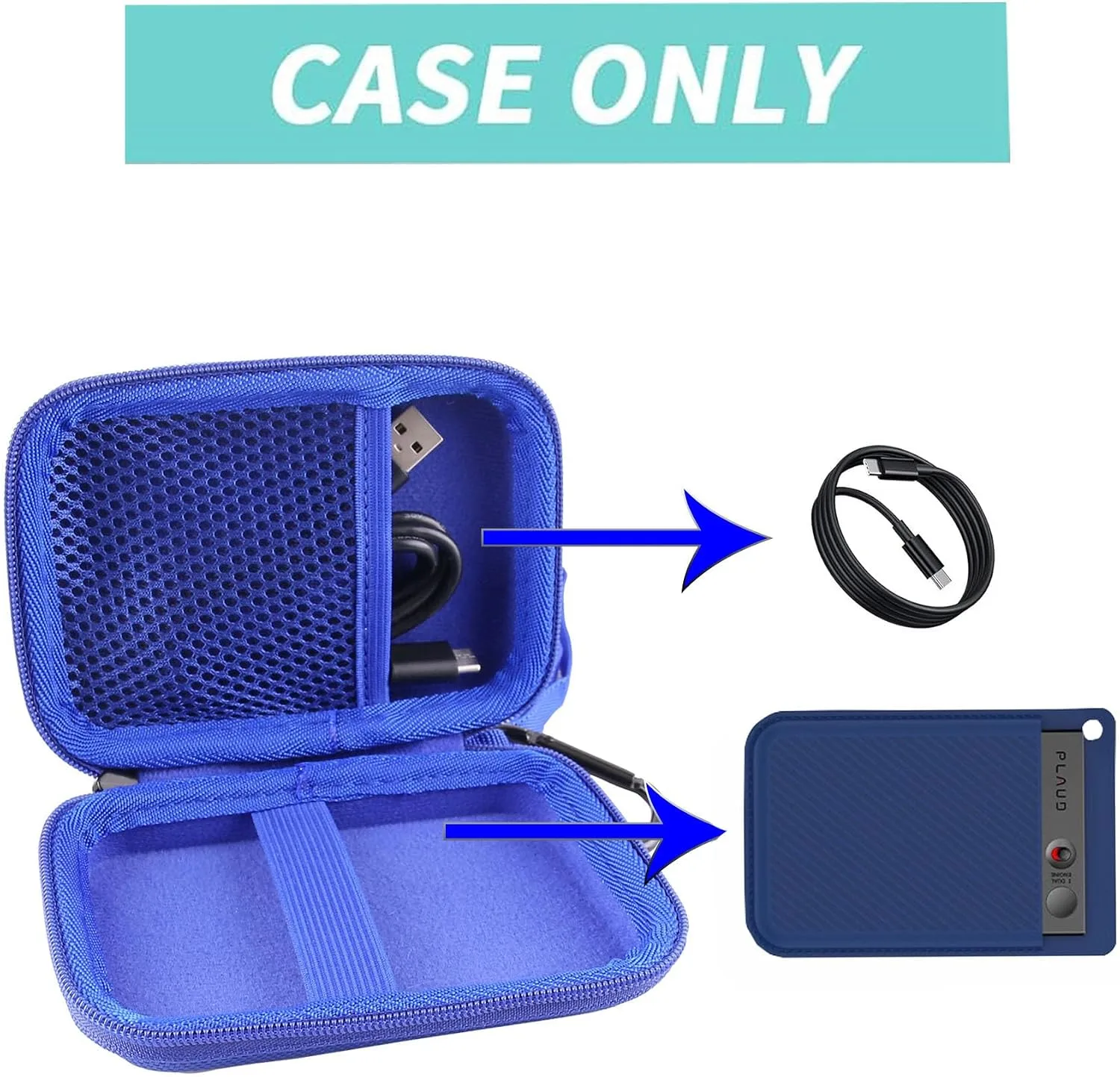 Hard Carrying Travel Case for PLAUD Note Pro AI/ABVPO/RECOLX/Tophorse AI Voice Recorder,Compatible with and More Brands AI Voice Recorder and Magnetic Protective Case (Blue)