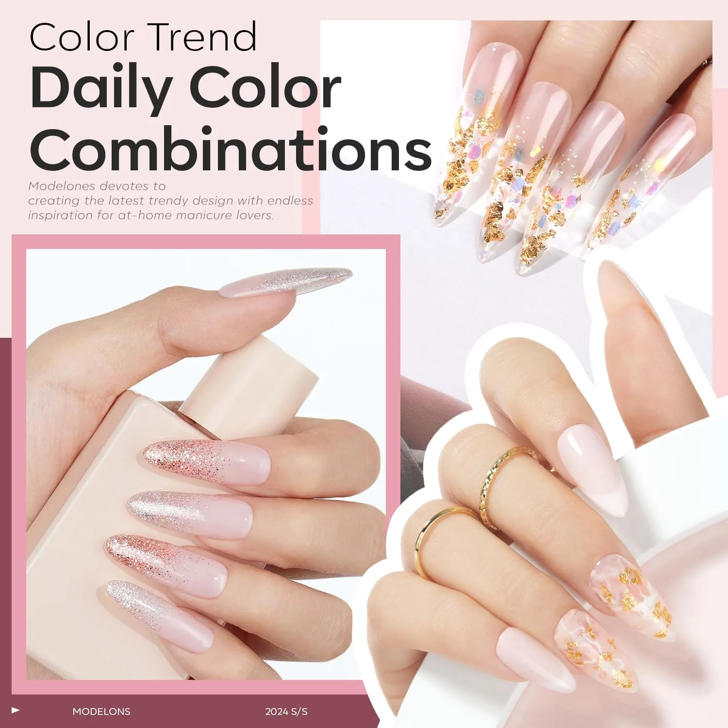 modelones Builder Nail Gel, 2 Pcs Clear and Cover Nude Builder Base Coat