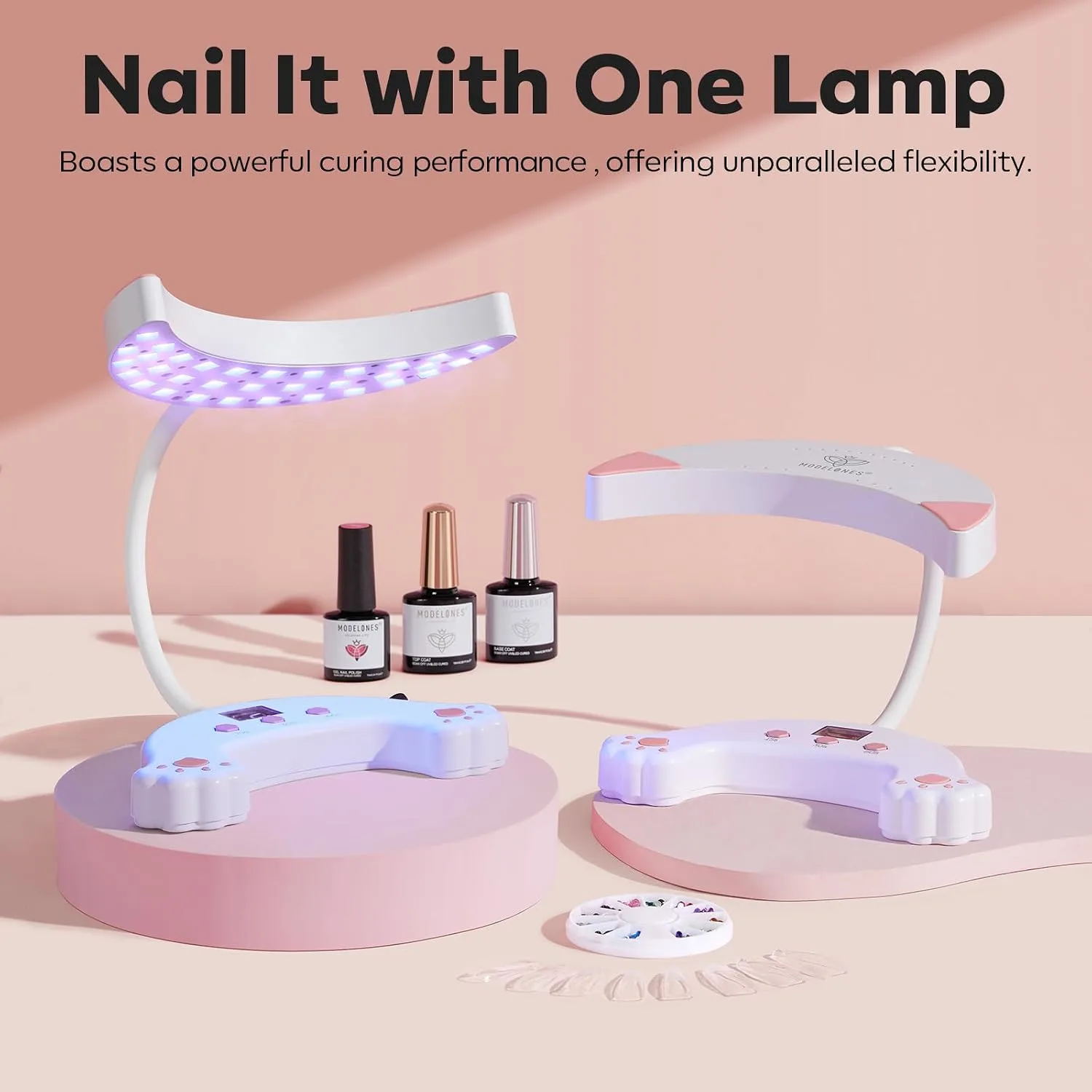 modelones UV Light for Gel Nails, Gooseneck UV LED Nail Lamp White