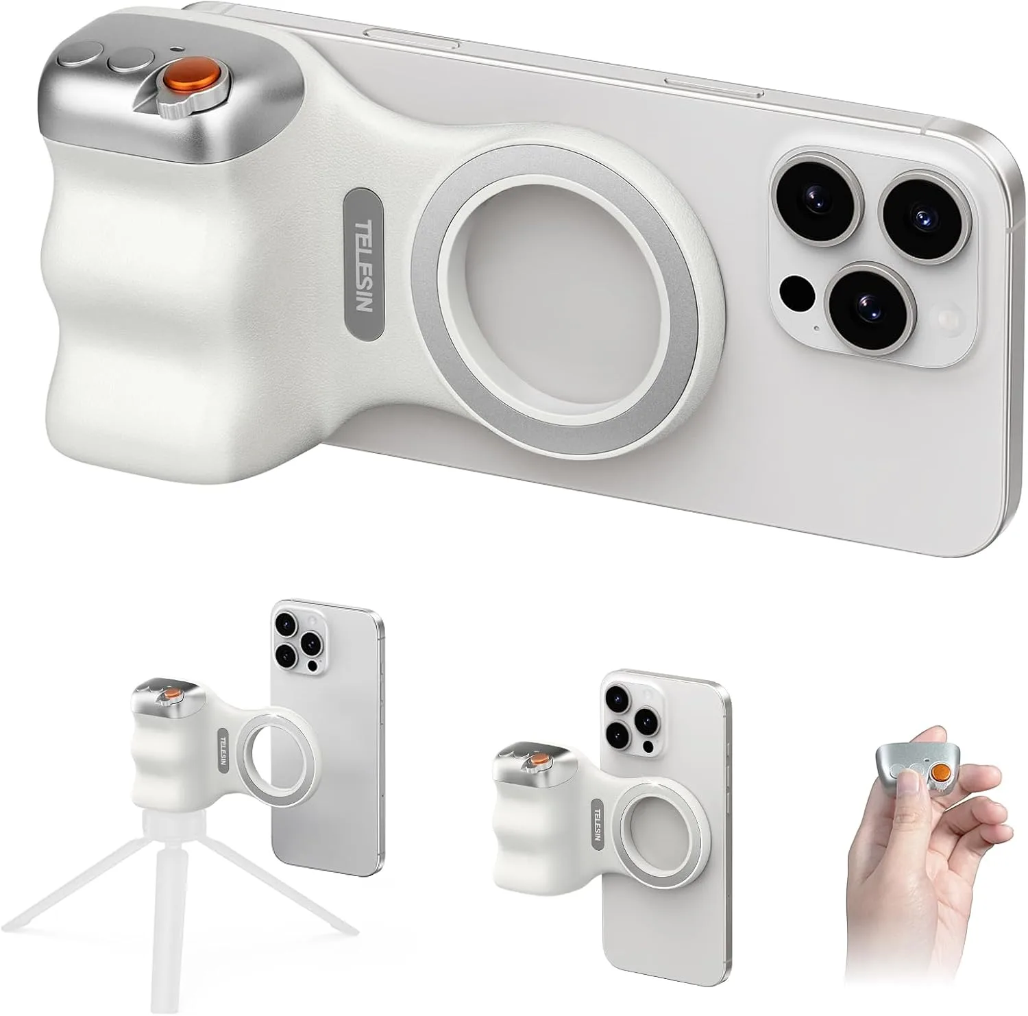 Magnetic Phone Camera Grip,Shooting Holder Selfie Handle Snap(White)