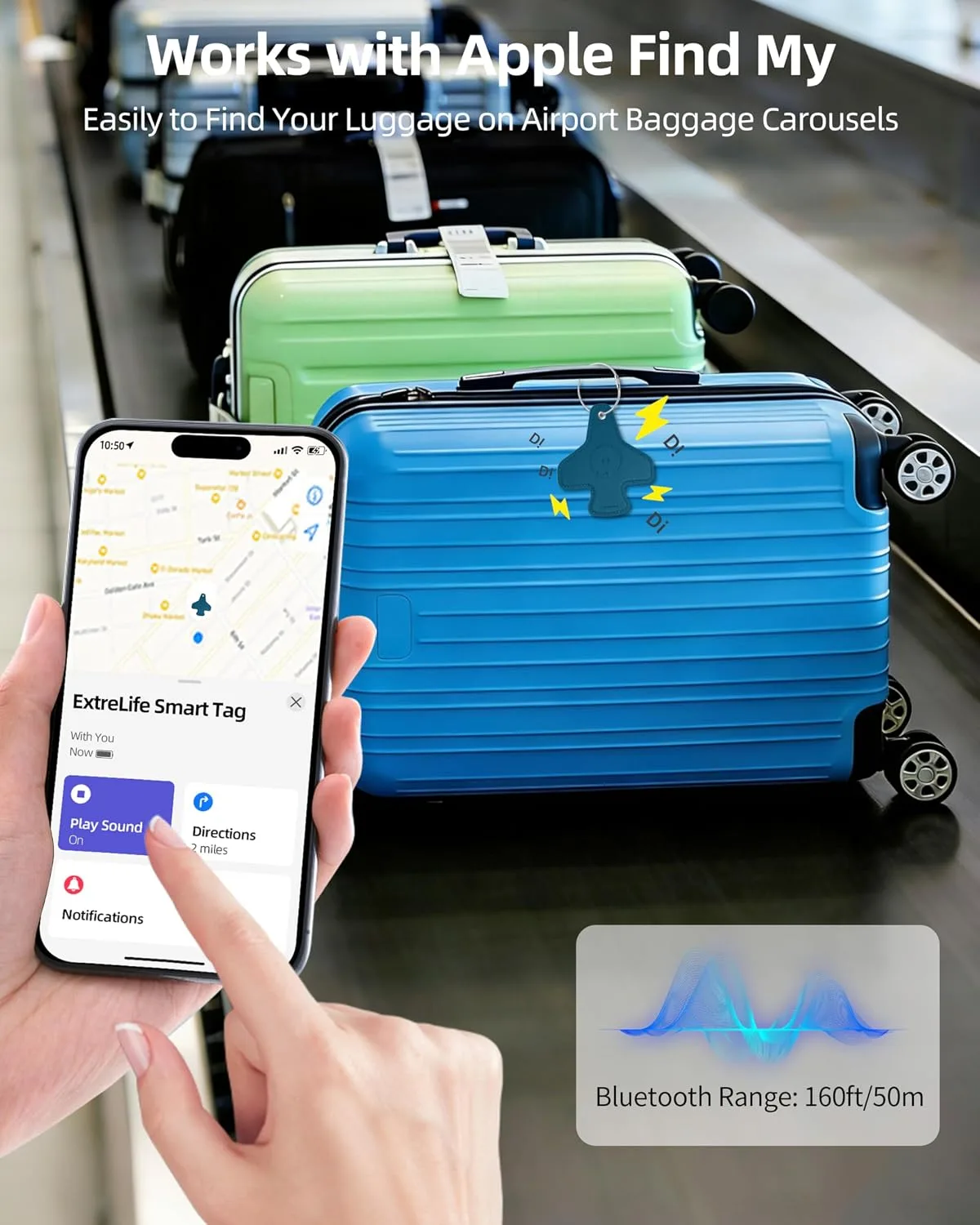 Luggage Tags for Suitcases, Works with Apple Find My