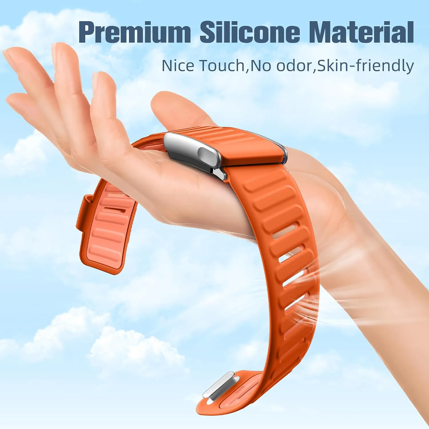 Sport Band Compatible with Whoop 5.0 Bands One, Peak and Life/MG, Breathable Waterproof Silicone Adjustable Replacement Accessories Strap for Whoop Band 5.0 Fitness Activity Tracker, OrangeCoral