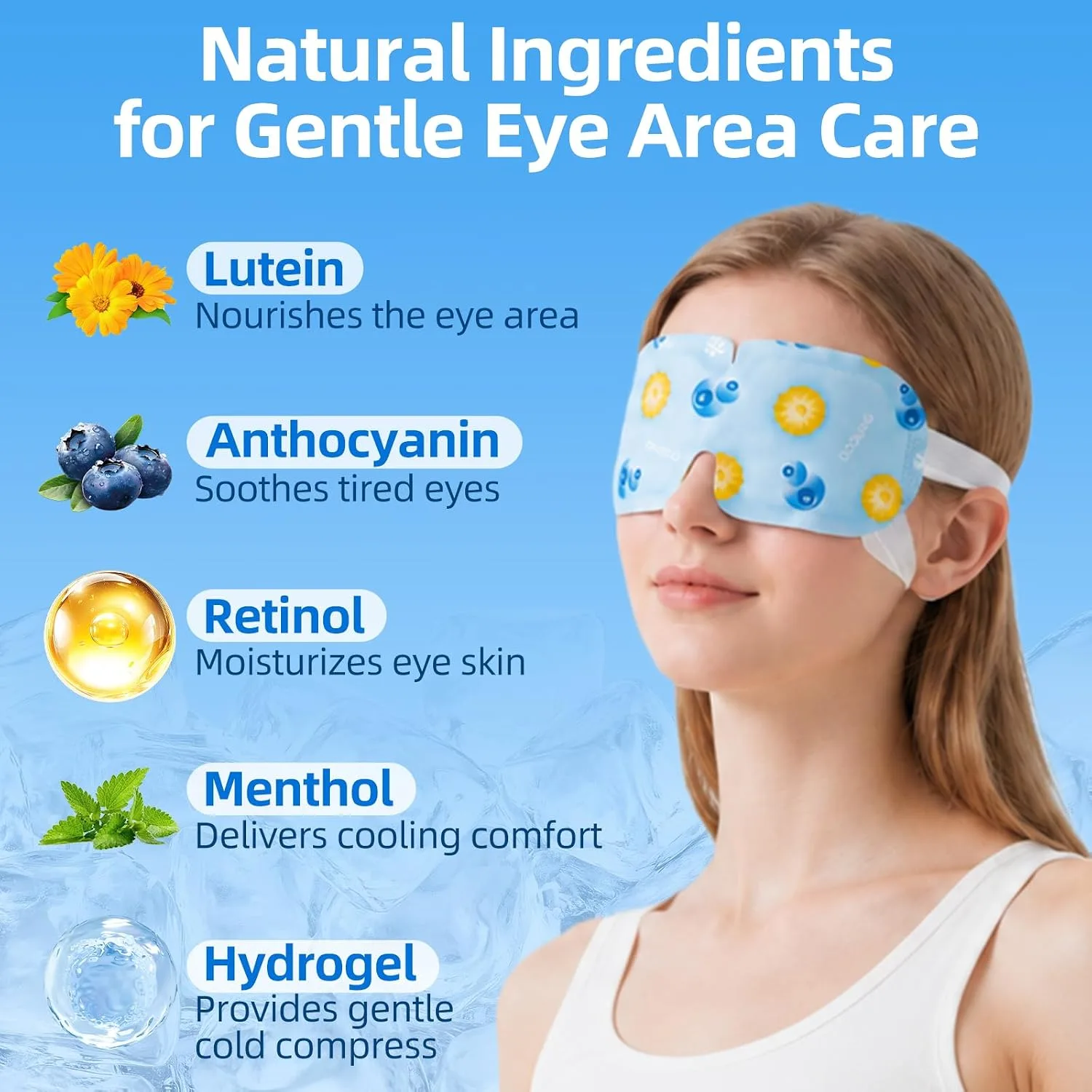 10PCS Self Cooling Eye Mask, Cold Eye Mask - Ice Mask for Eyes，Disposable Cold Compress for Eyes Soothes Puffiness, Gel Eye Mask for Dark Circles, Ideal for Self‑Care, Travel