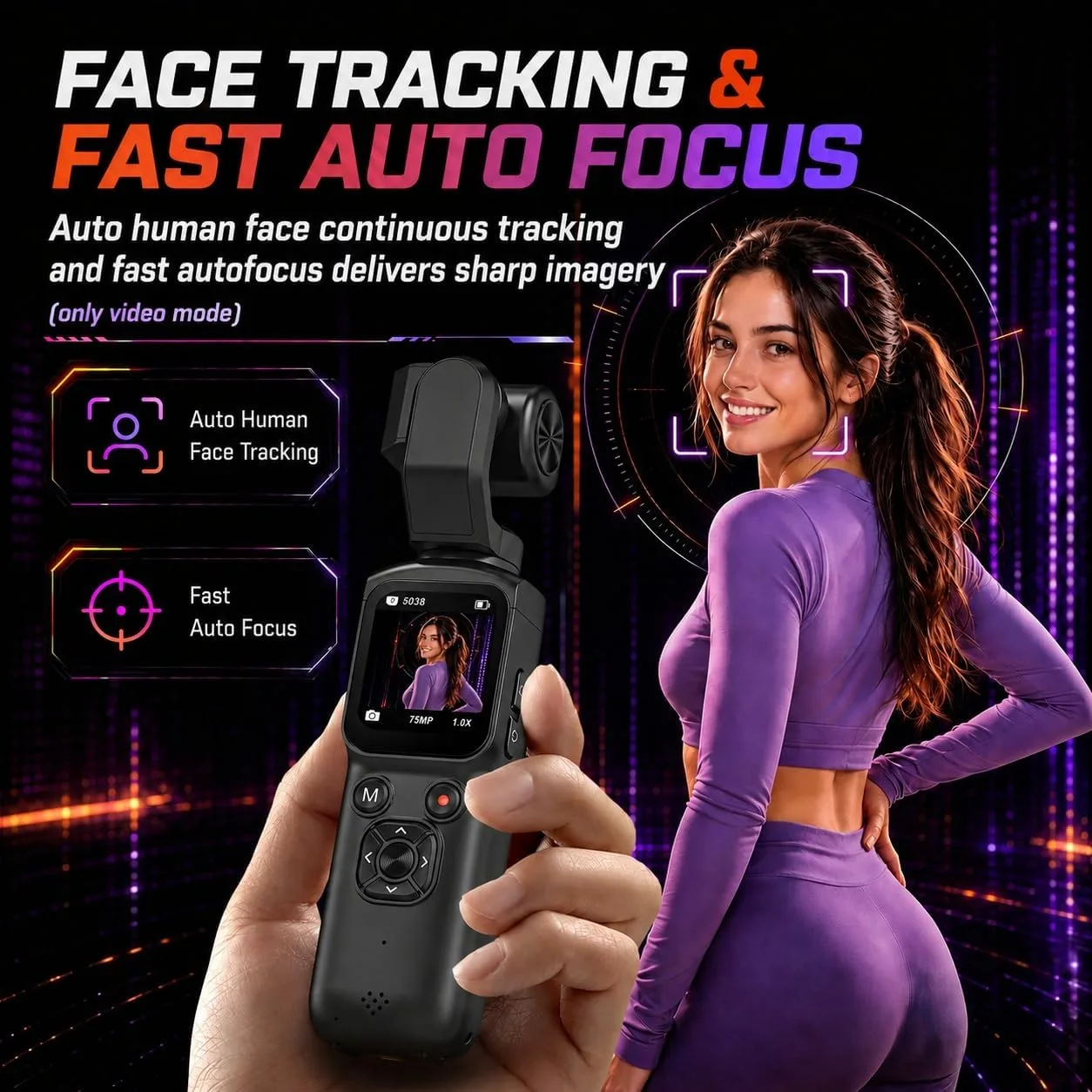 4K Vlogging Camera 330°Rotating Lens Digital Pocket Cameras for YouTube